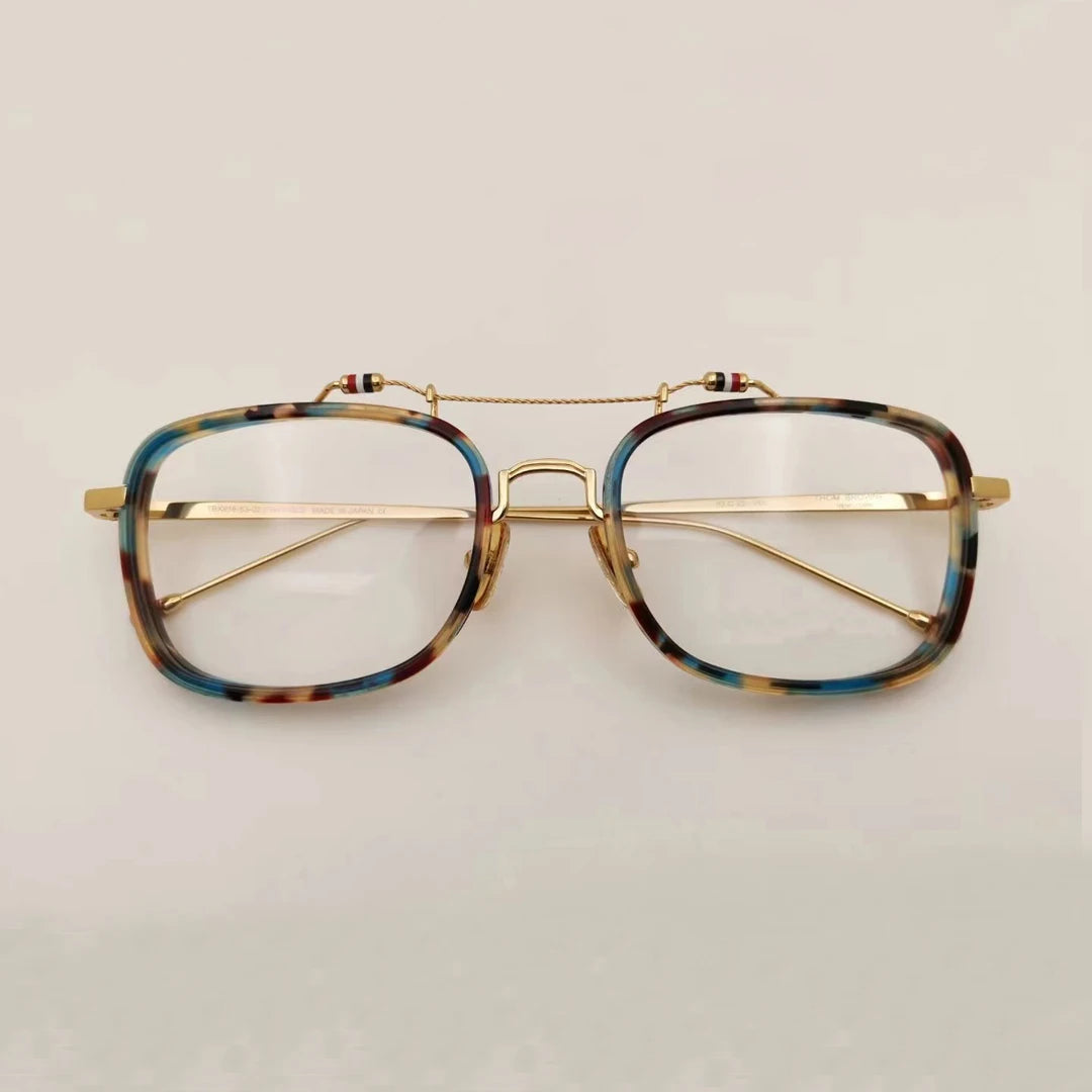 Black Unisex Square Double Bridge Acetate Eyeglasses Frame - Lightweight Alloy & Acetate Design for Men & Women - Perfect for Reading, Work, and Fashion Accessories (Model TBS816)