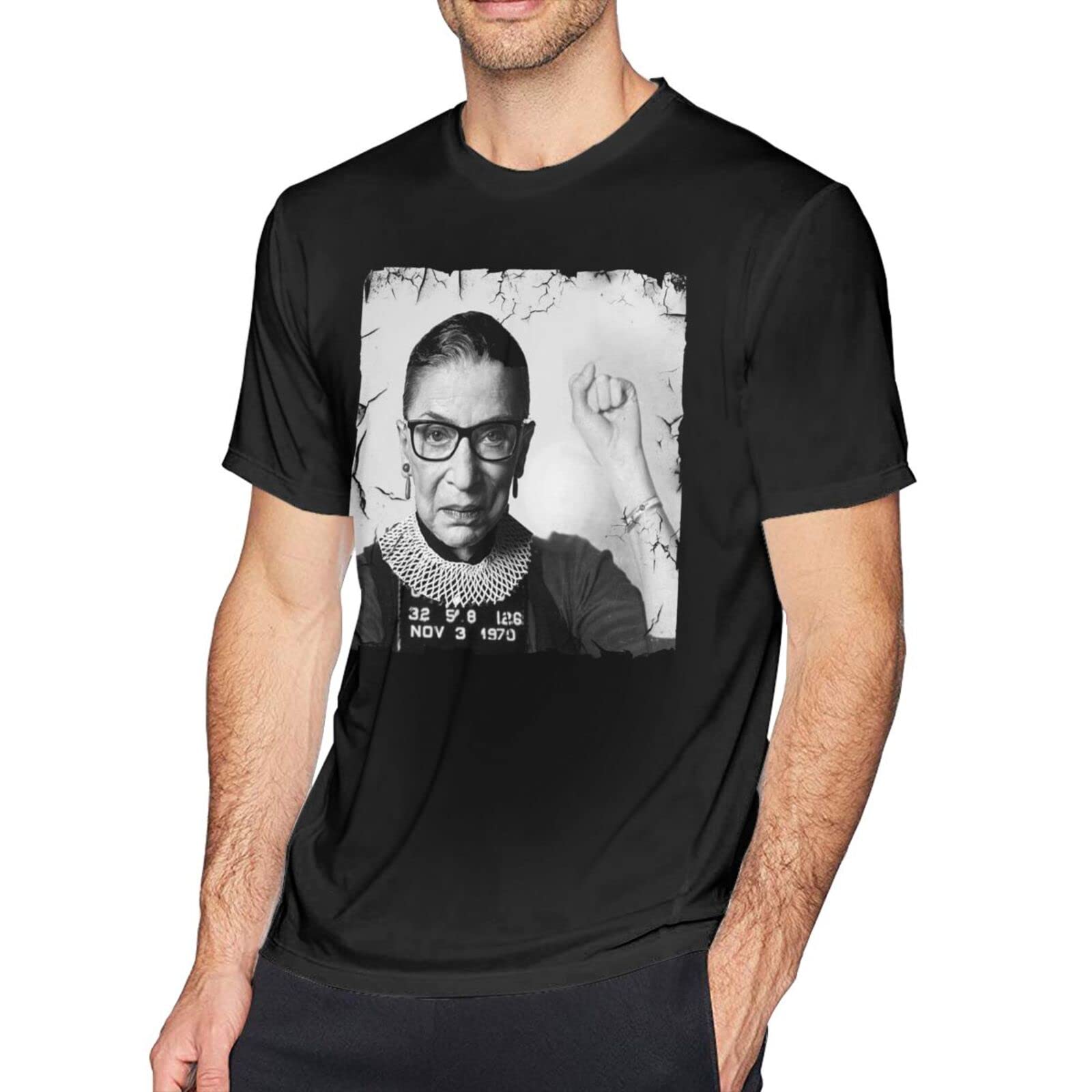 Funny 3D Print Notorious RBG Ruth Bader Ginsburg T-Shirt for Men - Black Crewneck Short Sleeve Tee - Perfect for Casual Wear, Political Events & Supreme Court Fans