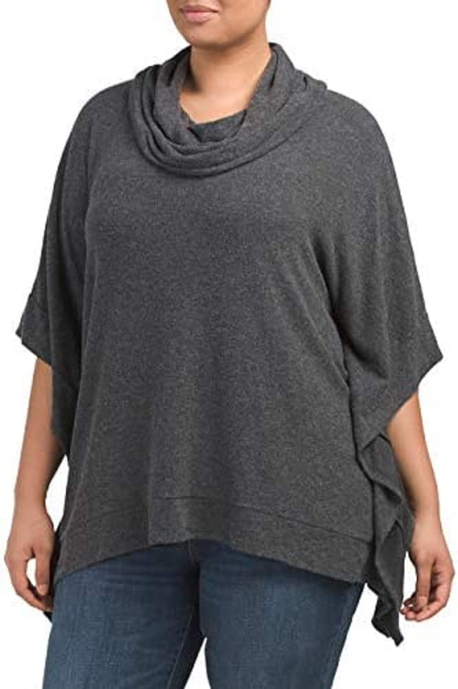 NYDJ Women's Plus Size Cozy Jersey Poncho - Soft & Comfortable Oversized Wrap for Fall & Winter | Perfect for Lounge, Travel & Casual Outings