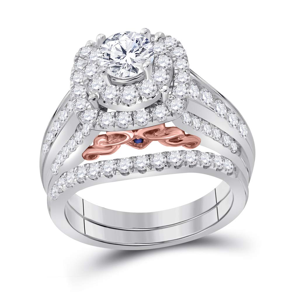 14K White Gold Women's Round Diamond Bridal Wedding Engagement Ring Set 2.00 CTTW - Perfect for Proposals, Anniversaries & Special Occasions