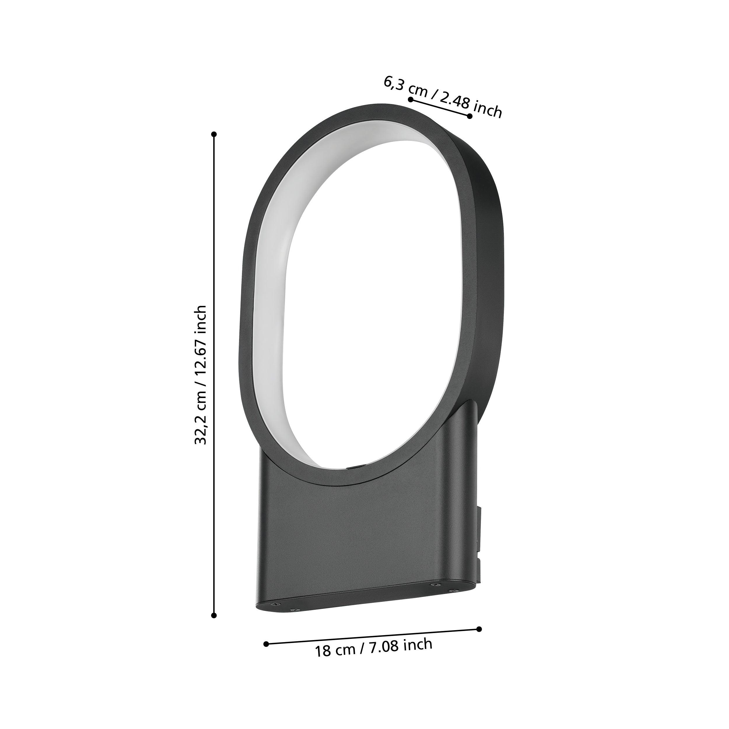 Eglo Codriales Black LED Wall Light - Modern Indoor/Outdoor Lighting Fixture for Living Room, Bedroom, Porch & Patio