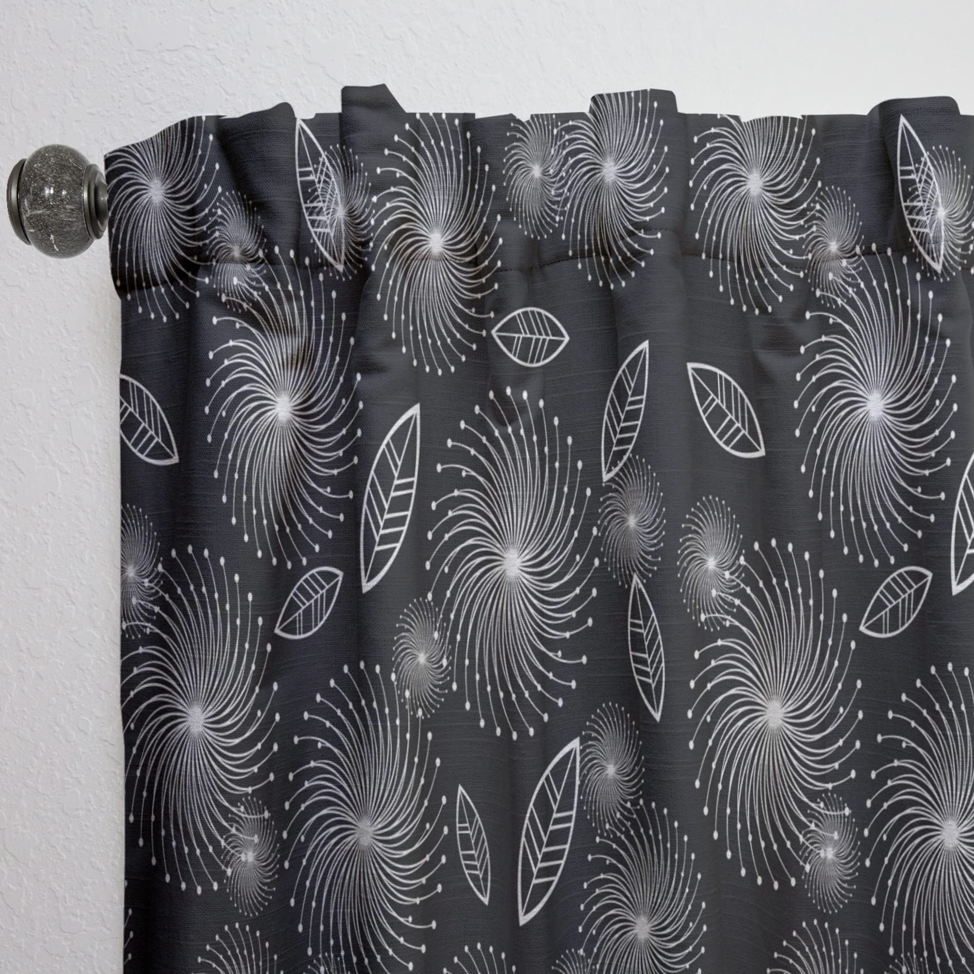 Retro Floral Print Thermal Insulated Curtains - Single Panel 52x120 Inches - Blackout Drapes for Bedroom & Living Room (Perfect for Home Decor, Privacy & Temperature Control)