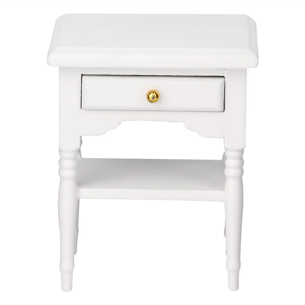 Qqmora Wooden Nightstand with Drawer - Lightweight Fashionable Dollhouse Furniture for Bedroom Decor | Perfect for Doll's Room, Miniature House & Collectible Display