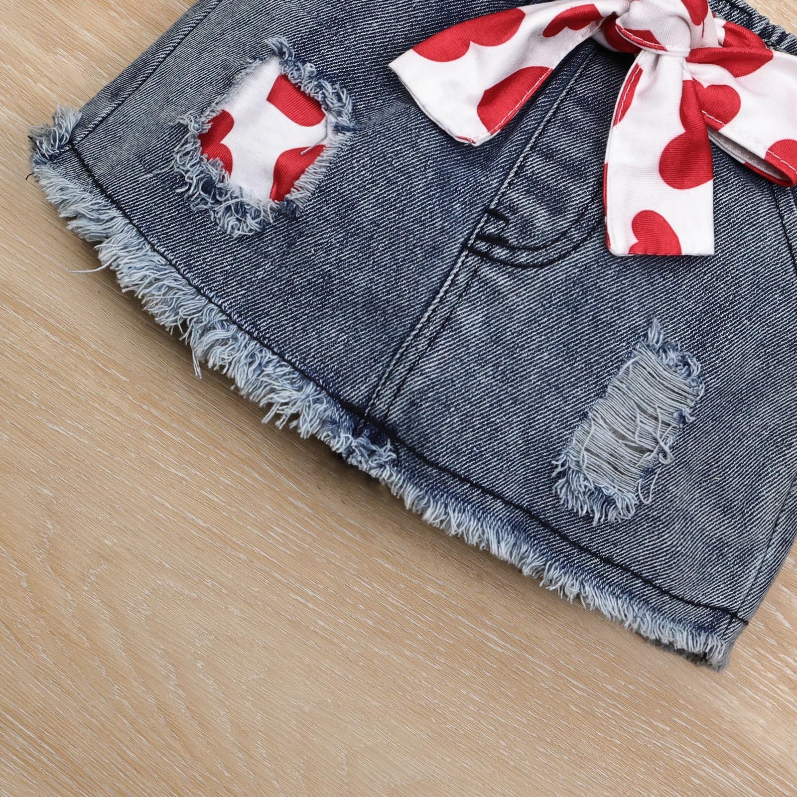 Valentine's Day Outfit for Baby Girls 0-18 Months - Cute Denim Skirt Set | Perfect for Valentine's Photos, Parties & Special Occasions