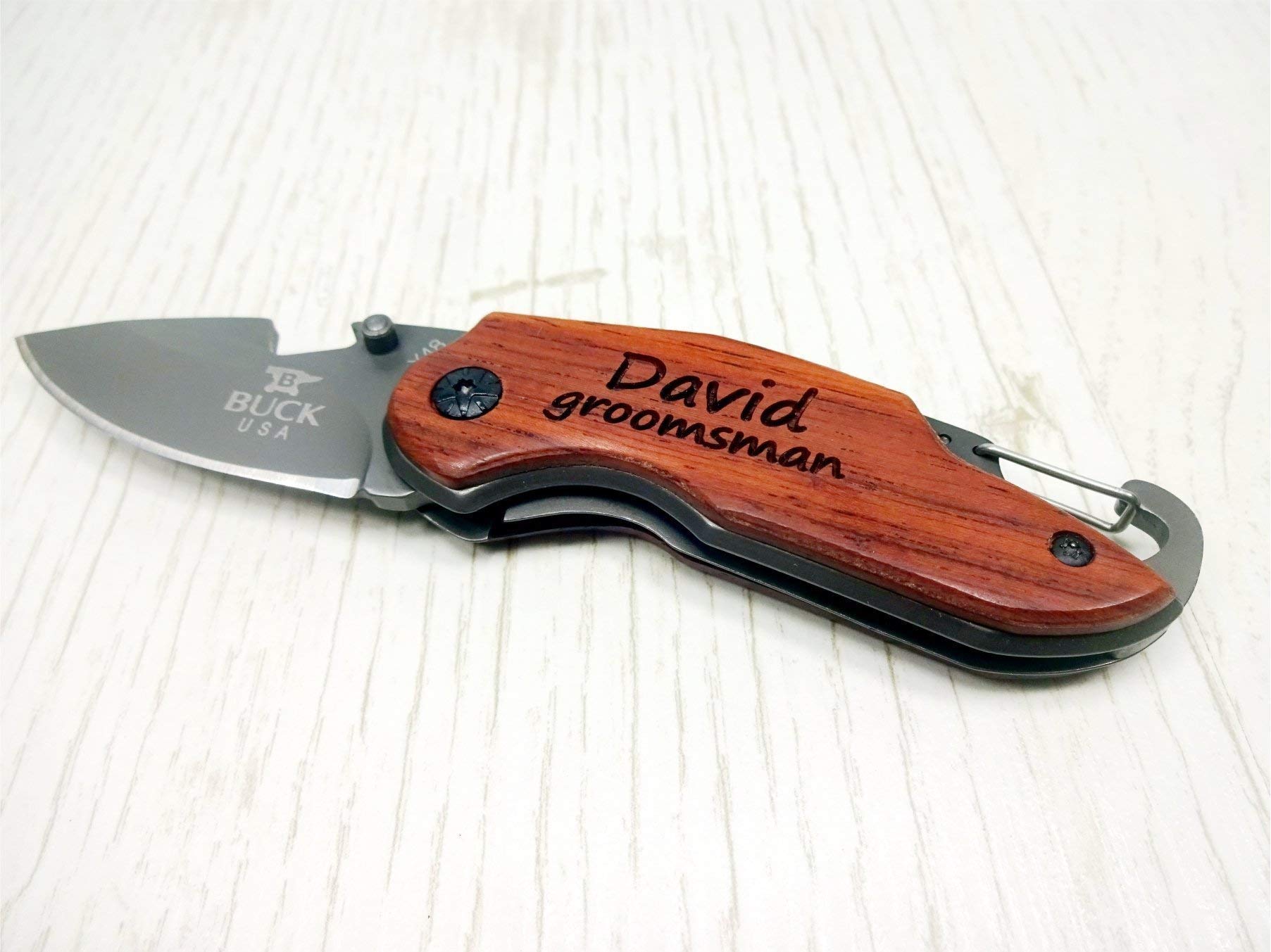 Personalized Pocket Knife Gift for Groomsman, Dad, Husband, Boyfriend - Engraved Custom Knife for Outdoor, Camping & Everyday Carry (EDC)