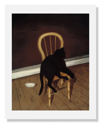 Andrew L. von Wittkamp - Black Cat on Chair Art Print - Vintage Cat Painting Wall Decor for Living Room, Bedroom & Office