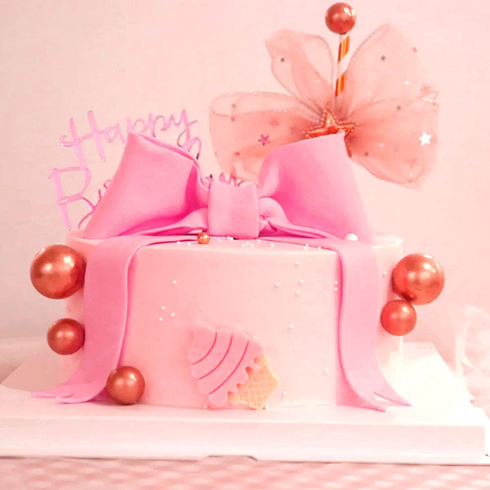 Pink Bow Cake Topper - Elegant Baby Girl Cake Decoration for Birthday & Baby Shower - Adorable EVA Bow for Desserts, Cupcakes, and Special Celebrations
