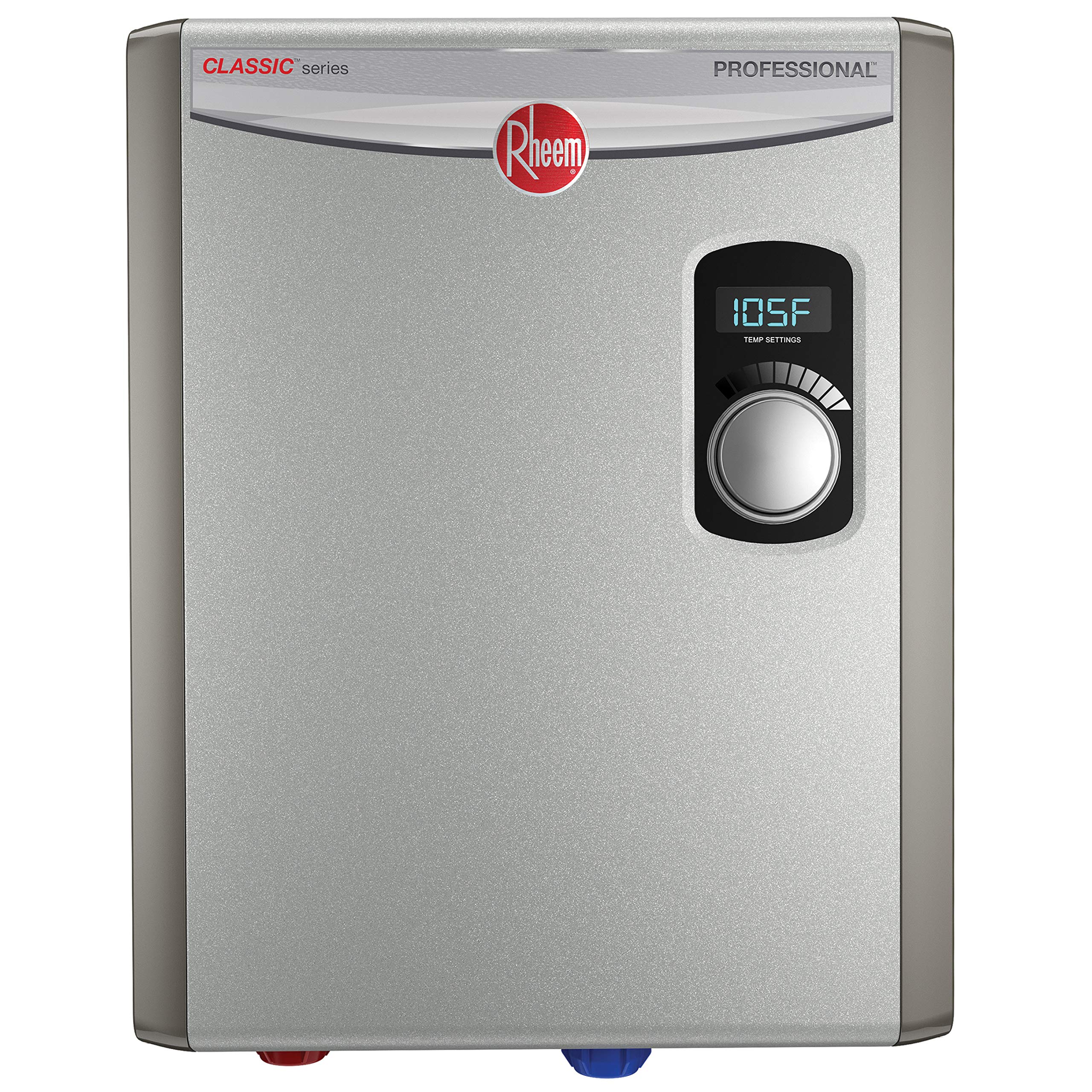 Rheem 18kW 240V Tankless Electric Water Heater - Energy Efficient On-Demand Hot Water System for Home, Bathroom & Kitchen (Gray) - Perfect for Showers, Washing Dishes & Laundry