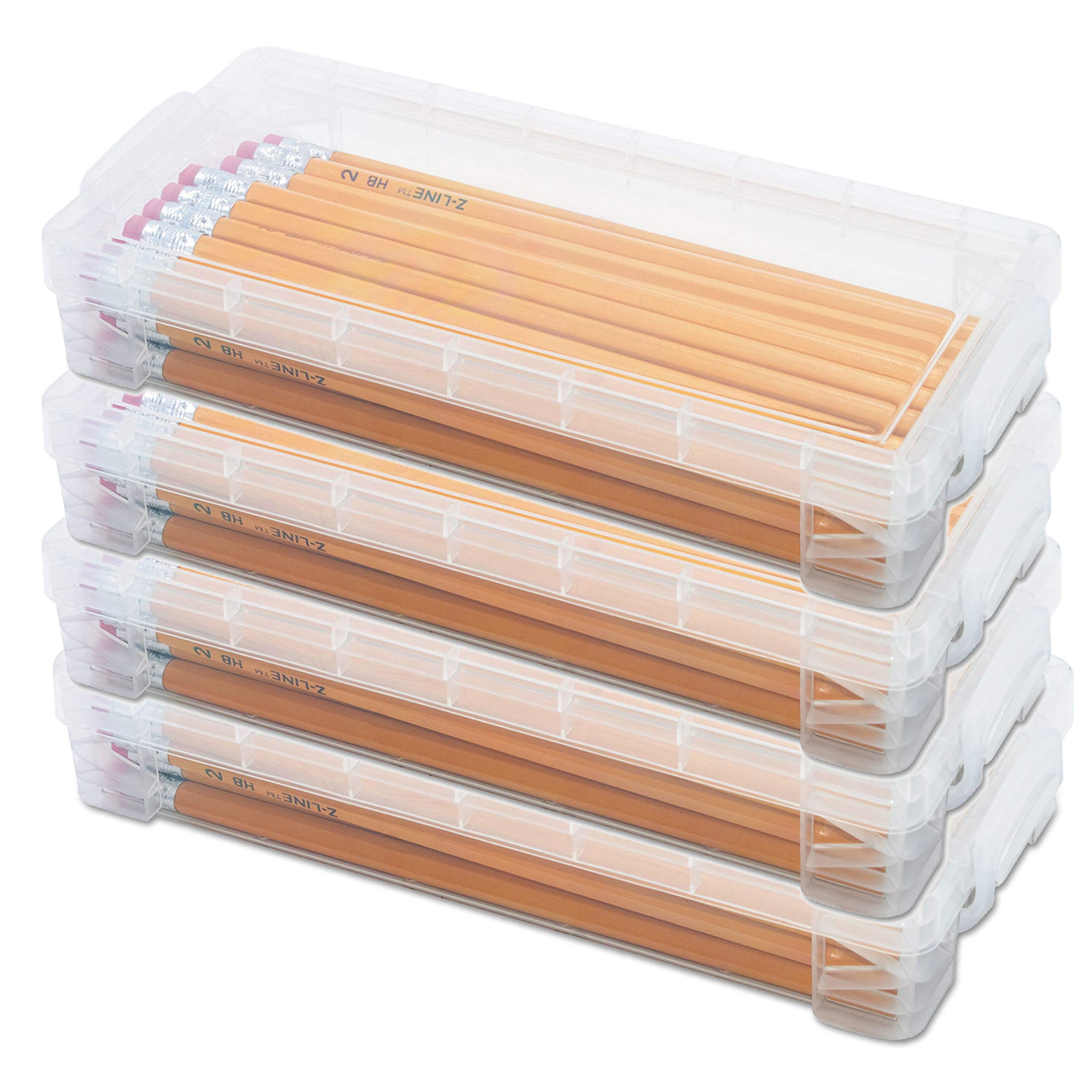 Stackable Clear Pencil Case Organizer - 4 Pack for School & Office Supplies