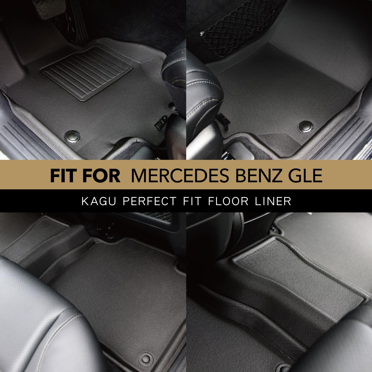 3D MAXpider Kagu Custom Fit All-Weather Floor Mats for Mercedes GLE-Class (W167) 2020-2025 & AMG GLE 53/63 2021-2025 - Full Set Black SUV Floor Liners - Perfect for Daily Commute, Road Trips & Off-Road Adventures