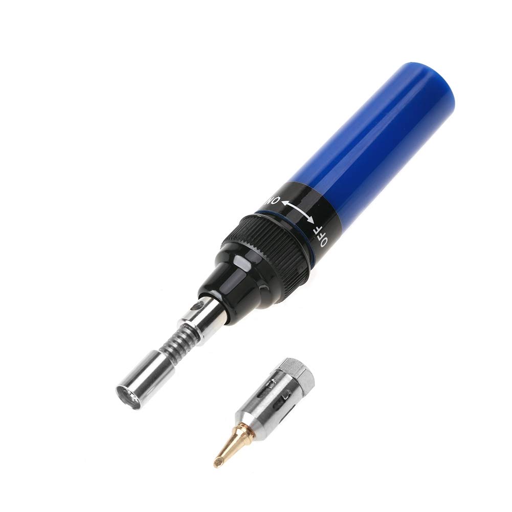 Portable Butane Soldering Iron Kit - Cordless Gas Soldering Iron for Electronics Repair, Computers, Circuits & Motherboards - Ideal for DIY Projects, Home Repairs & Professional Use (Blue)