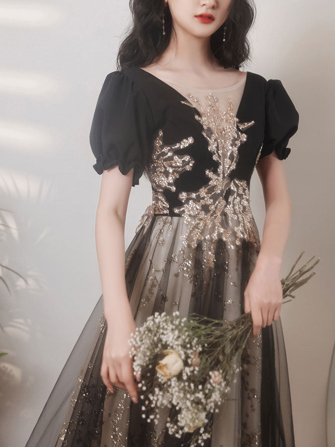 Elegant Black V-Neck Tulle Lace Short Prom Dress | Sexy Homecoming Party Dress for Women | Perfect for Prom Night, Homecoming Dance & Special Occasions