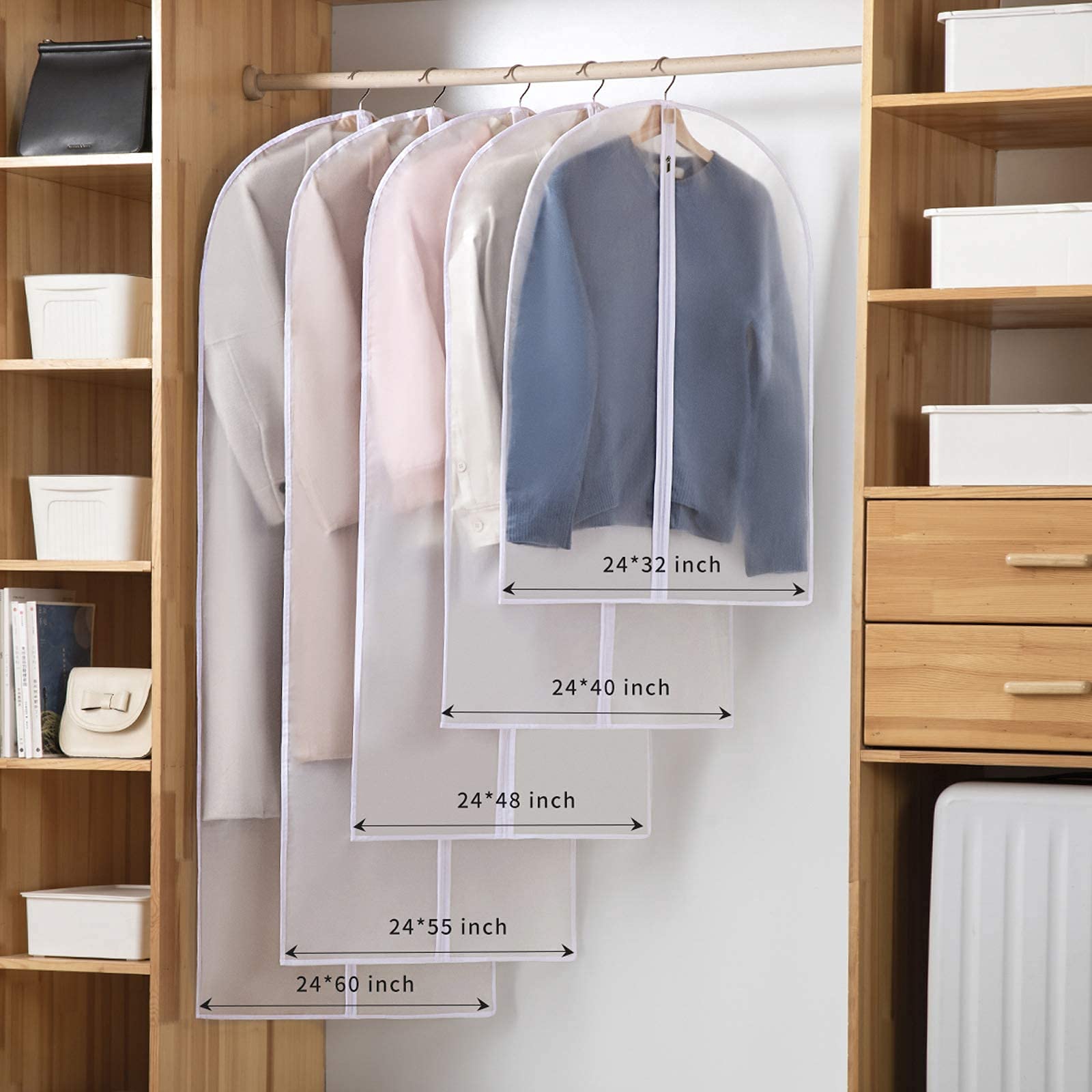 12 Pack Clear Hanging Garment Bags - 24