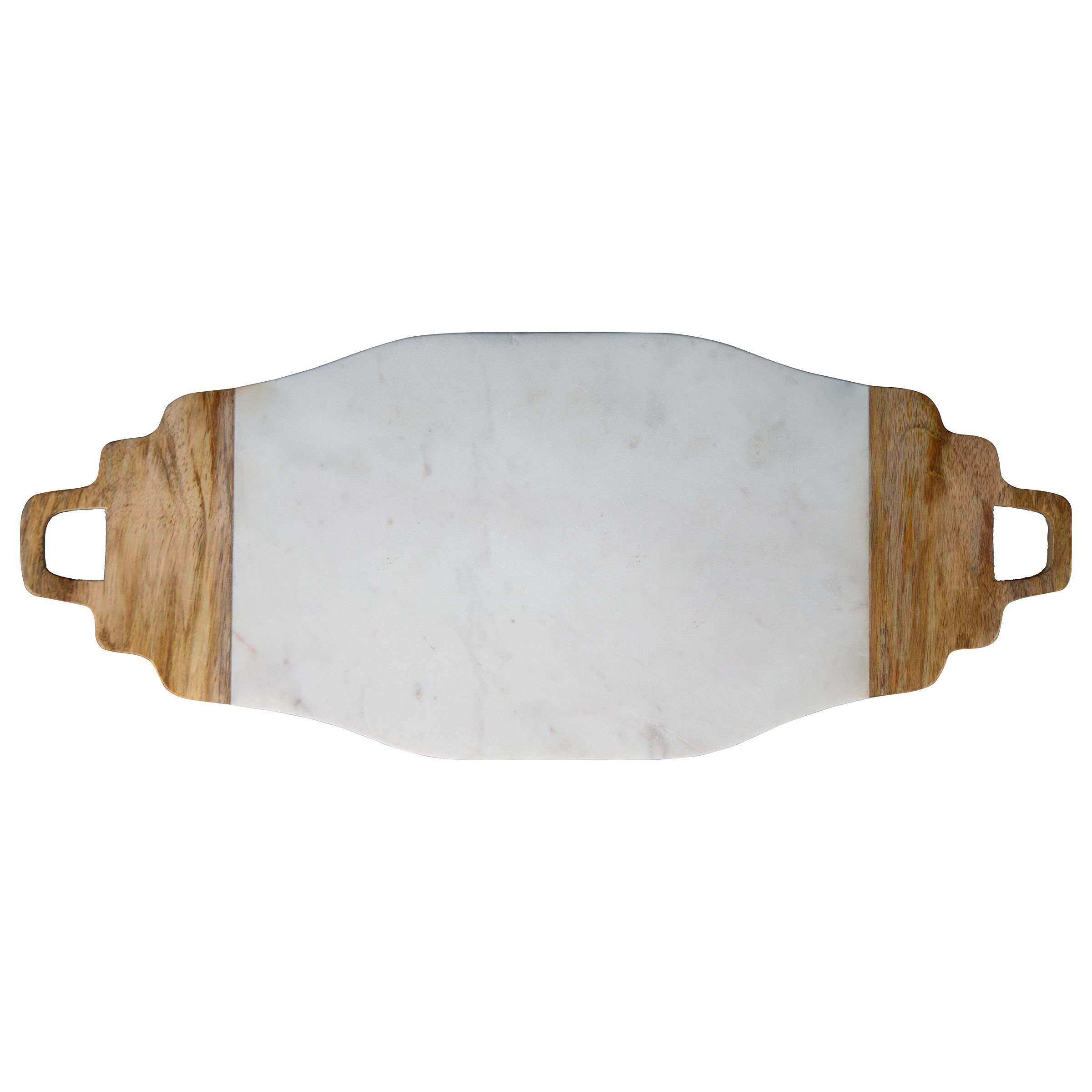 Premium White Marble & Wood Cutting Board - 20