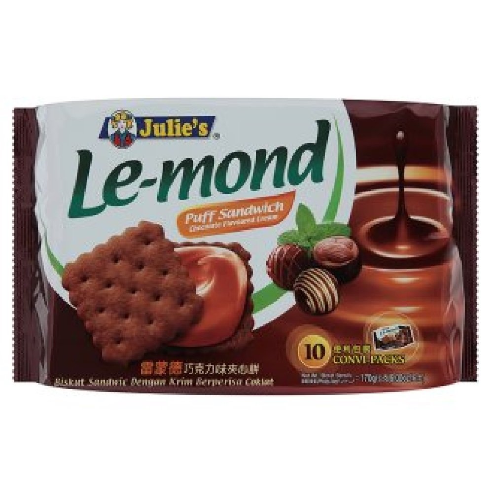 Julie's Cream Puff Sandwich - Le-Mond Chocolate Cream Filled Pastries (90 Count Convenient Packs) | Perfect for Parties, Office Snacks & Dessert Platters