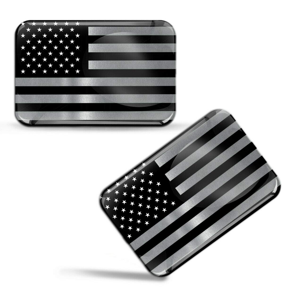 2 Pack 3D Domed Silicone Decals - USA Flag Patriotic Stickers for Car, Motorcycle, Laptop & Phone | Waterproof, Durable American Star Silver Decals for Outdoor & Indoor Use