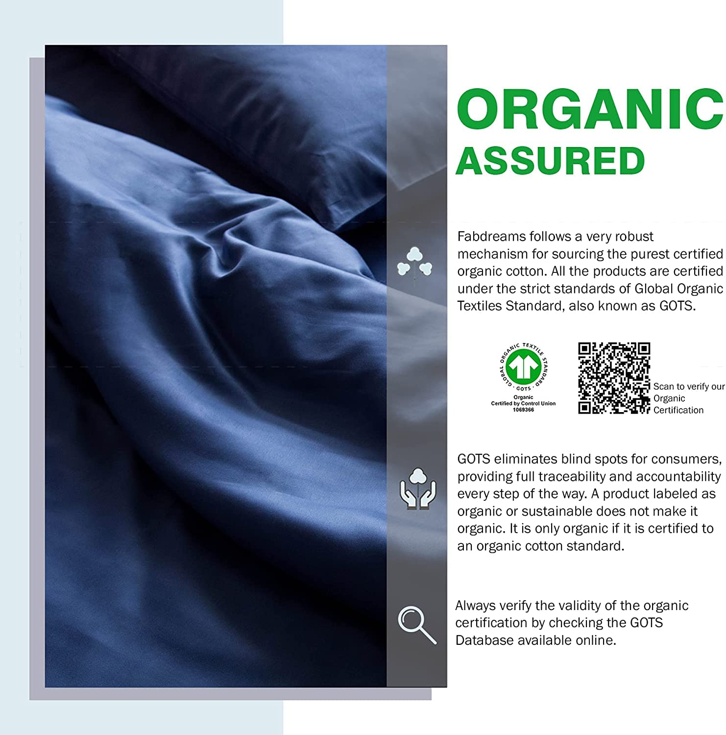 FABDREAMS 100% Organic Cotton King Sheet Set - 400 Thread Count, GOTS Certified Premium Long Staple Cotton, 17