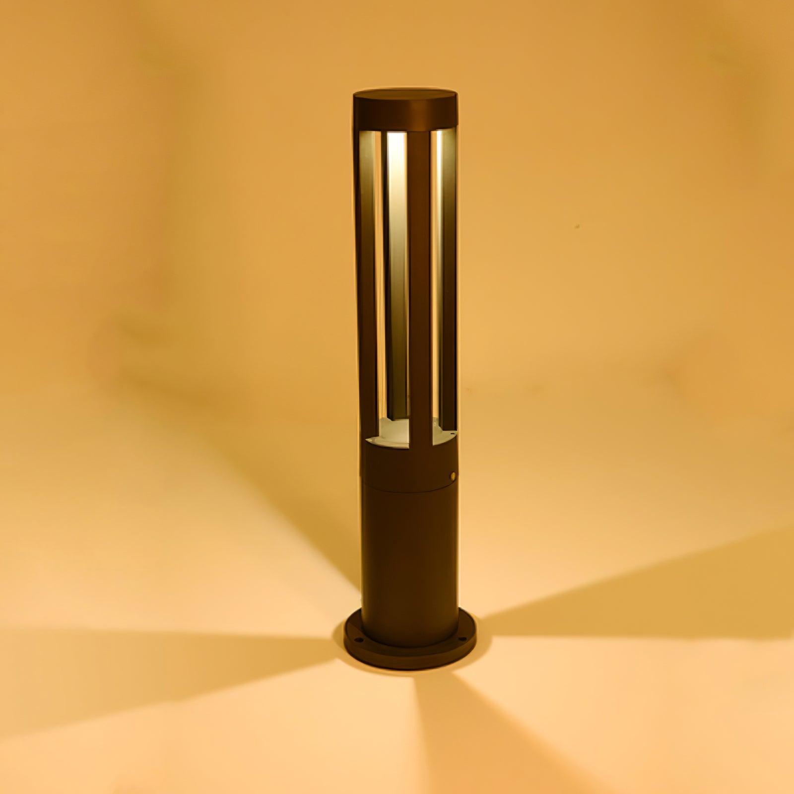 Solar Powered Black Cylindrical Outdoor Garden Lights - Waterproof LED Landscape Lighting for Patio, Yard, Pathway & Backyard Decor