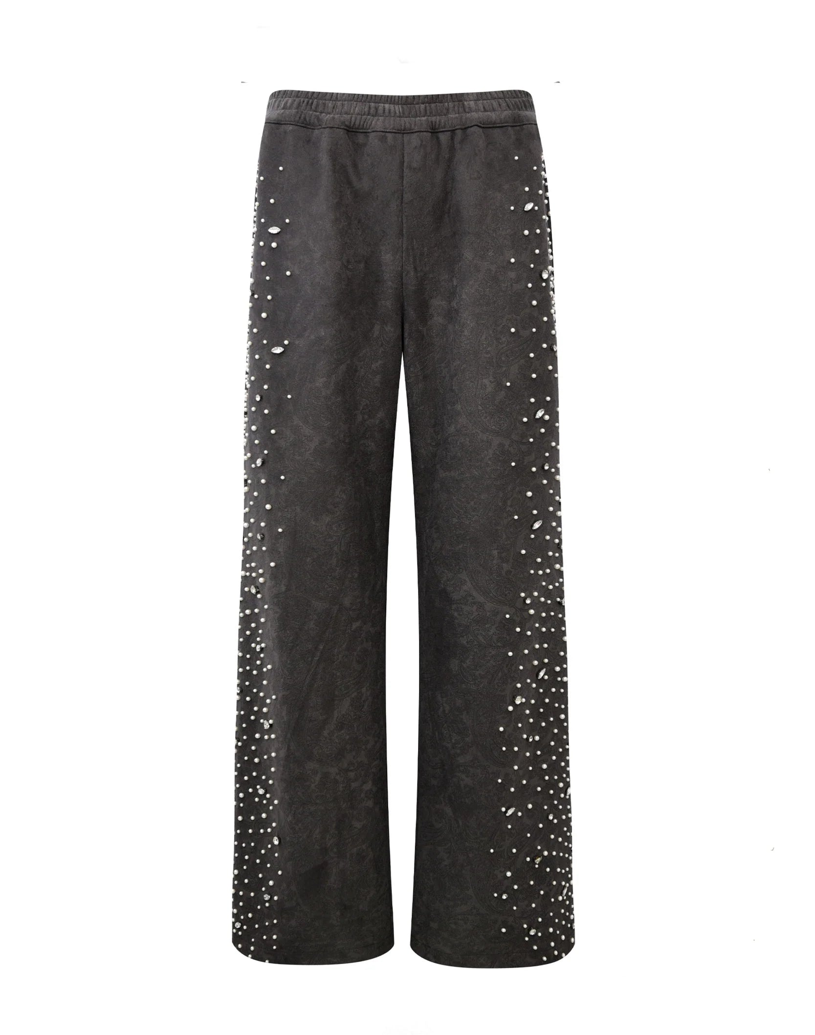 Cashew Blossom Pearl Sweatpants for Women - Soft & Comfortable Black Joggers for Lounge, Yoga, and Casual Wear