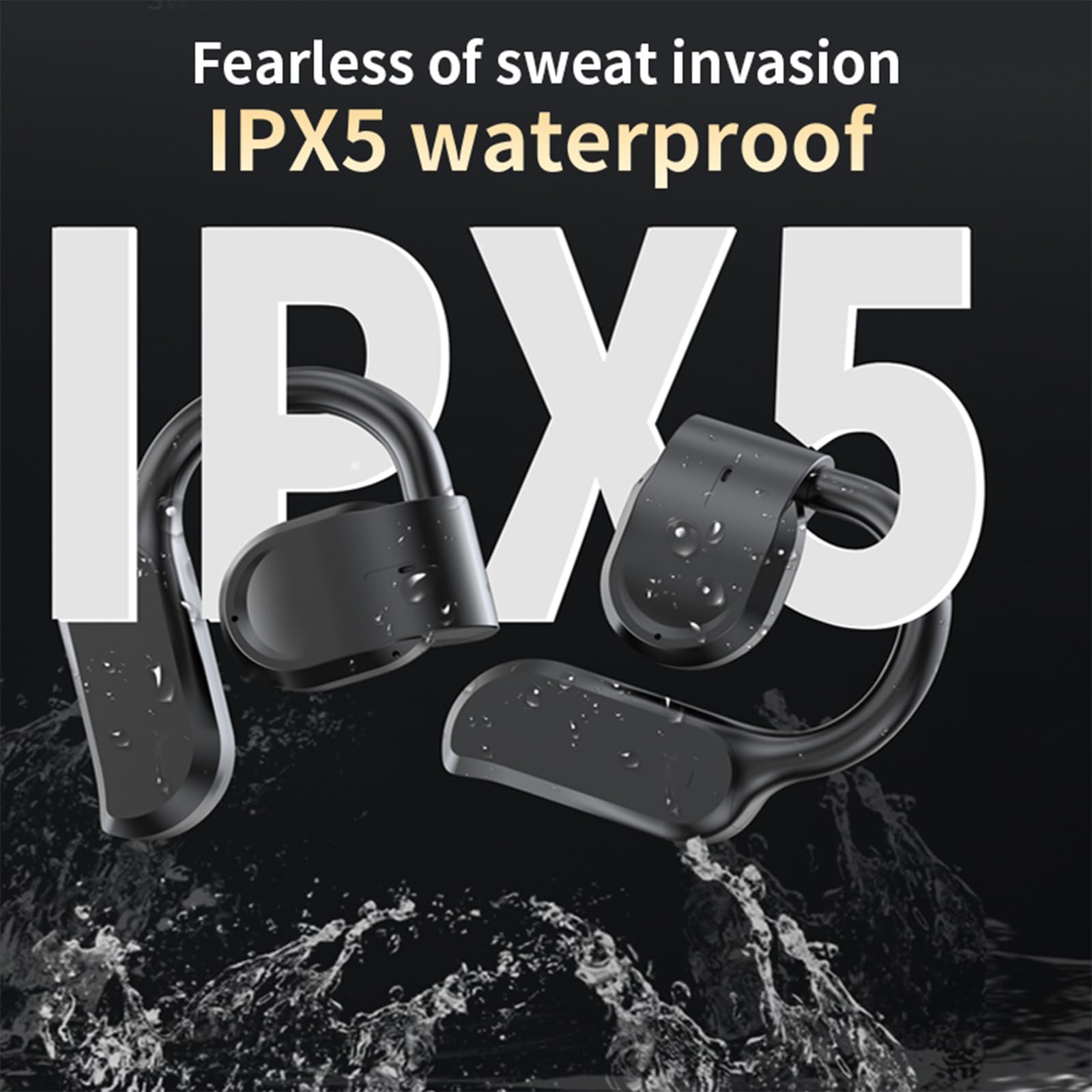 Docooler Earhook Earbuds Wireless Bluetooth 5.4 Headphones - Low Latency Gaming Earbuds with Touch Control, IPX5 Waterproof, Built-in Mic & Charging Case (White/Black) - Perfect for Workouts, Running, Gaming & Hands-Free Calls