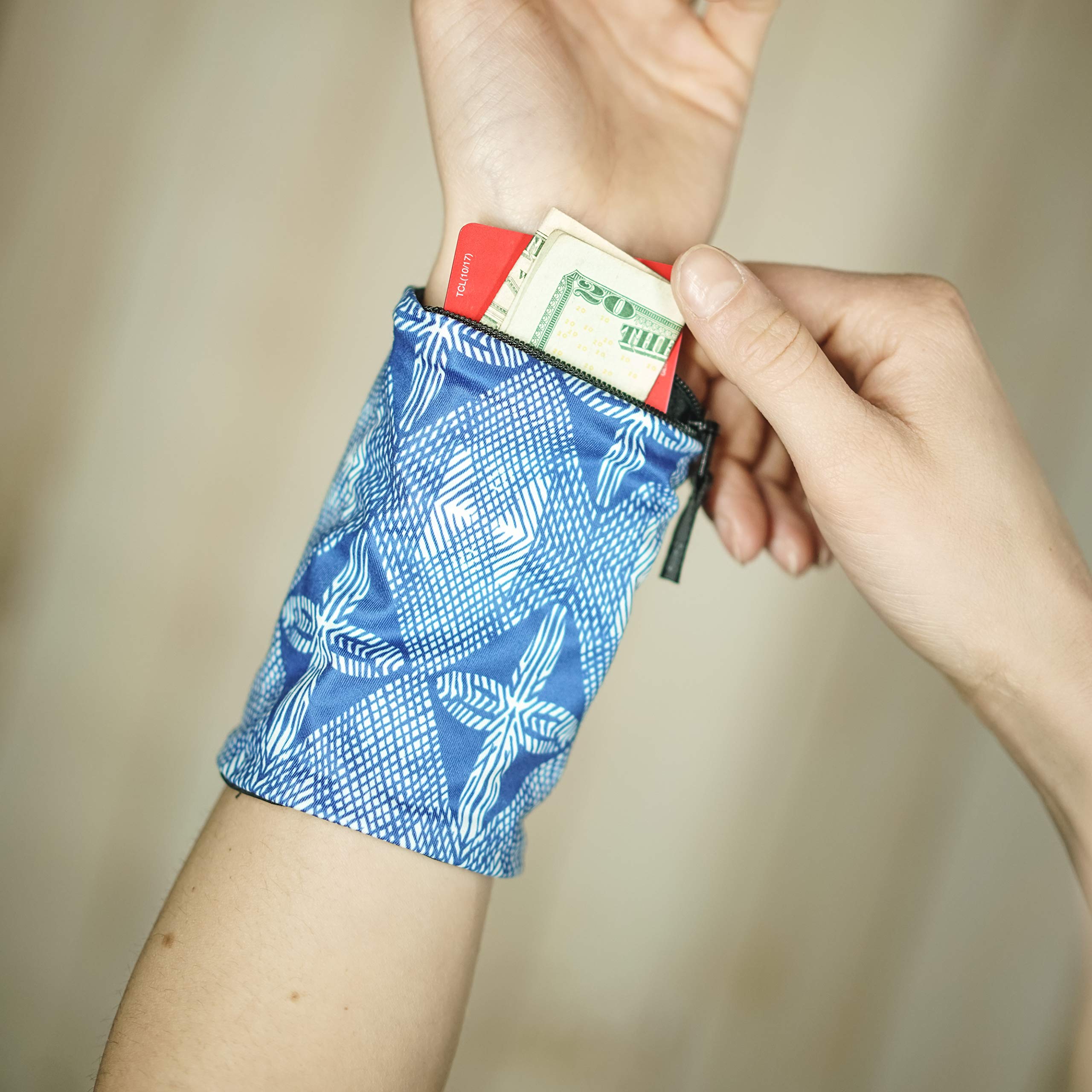 Waterproof Travel Wrist Wallet with Secure Zipper Pocket - RFID Blocking for Cash, Credit Cards & ID - Perfect for Running, Hiking, Gym & Outdoor Activities (Maui Blue/Black) - Keep Essentials Safe During Travel & Sports