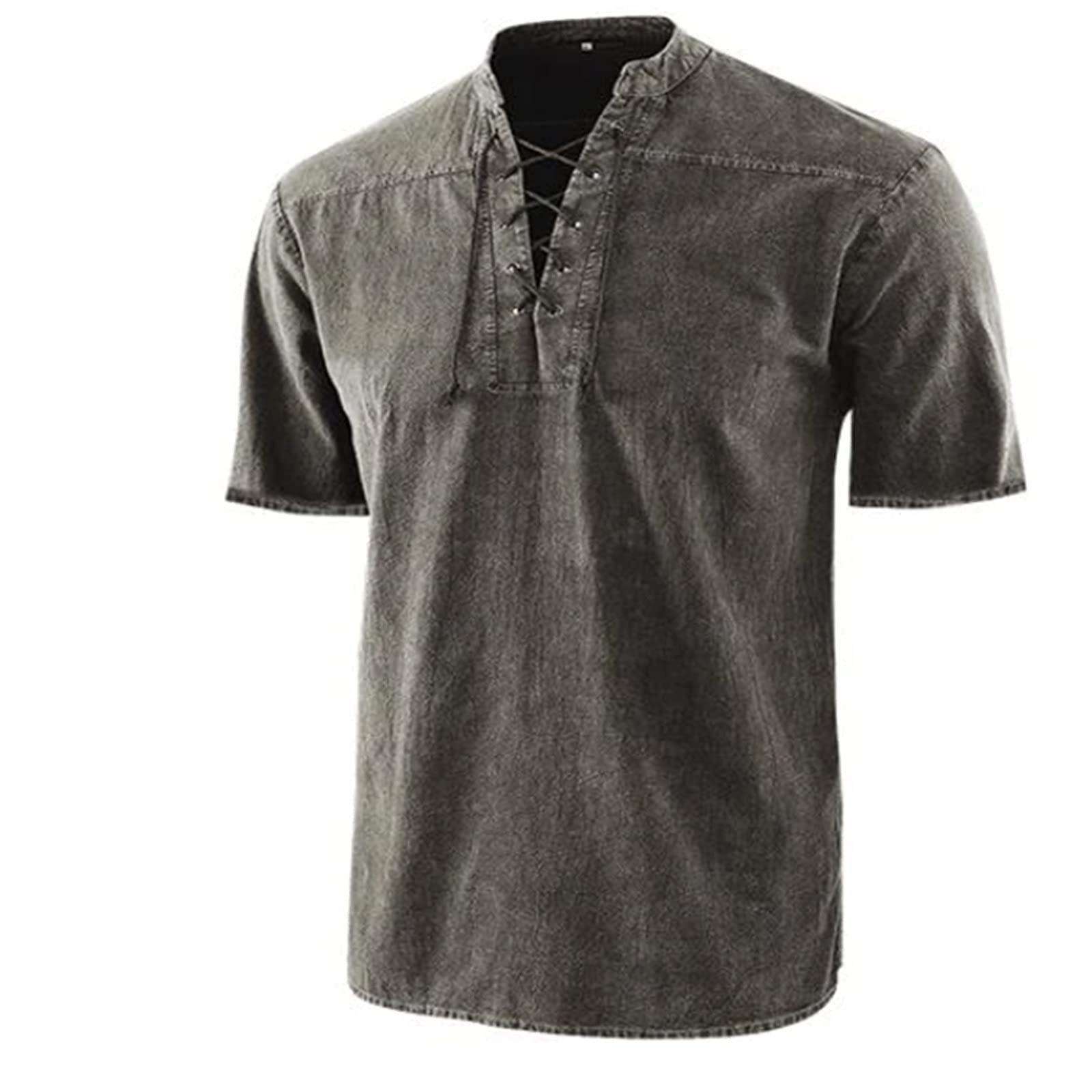 Men's Cotton T-Shirts - Relaxed Fit Casual Summer Tees with Turndown Collar | Hippie Style Holiday Shirts for Beach, Music Festivals & Everyday Wear