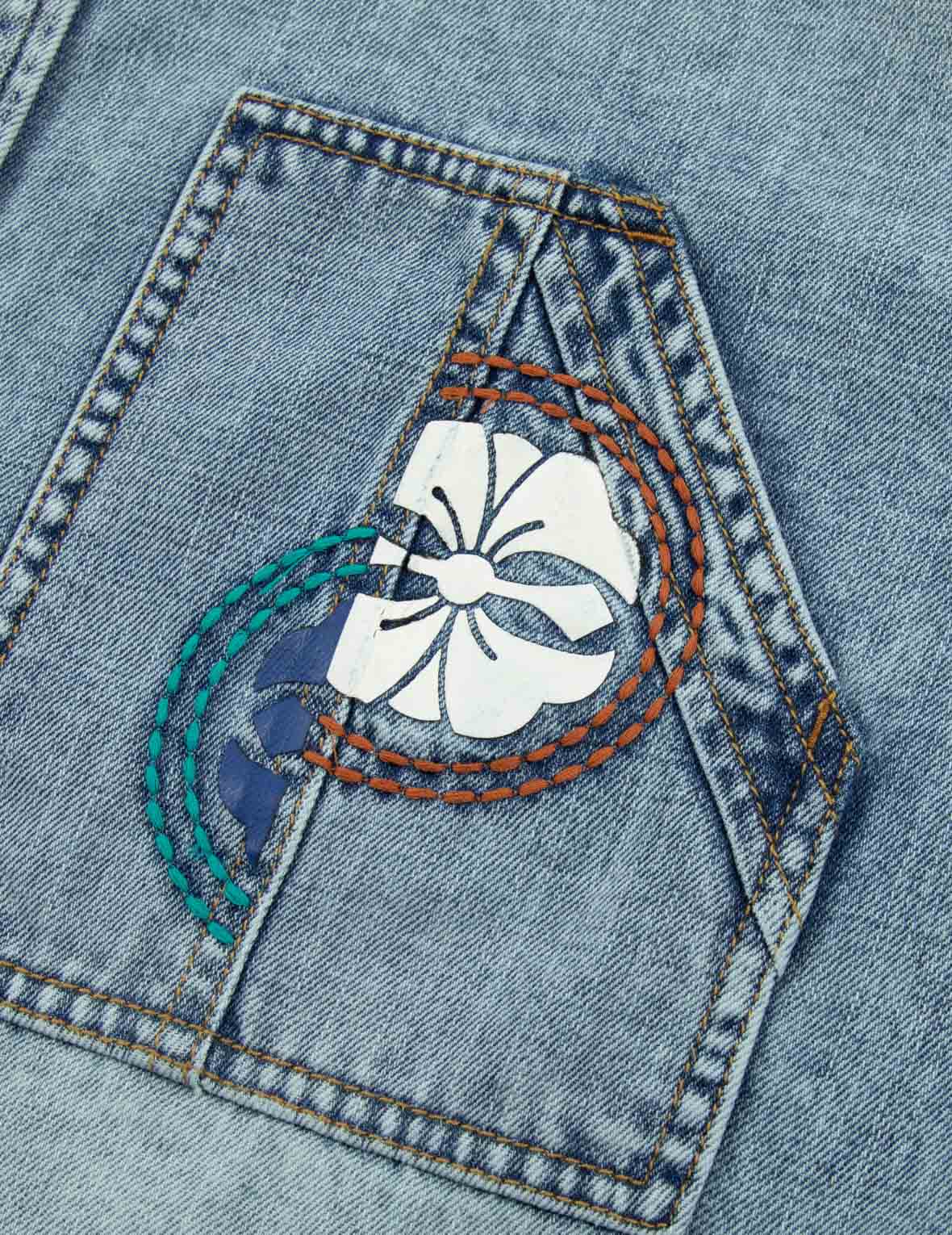 Hand Stitched Multi-Print Loose Fit Denim Shirt for Men & Women | Casual & Streetwear Style | Perfect for Outdoor Activities, Travel & Everyday Wear