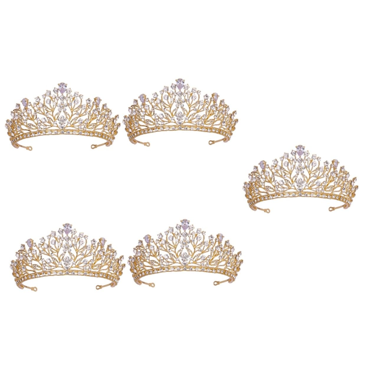 5 Pcs Wedding Headbands for Bride – Elegant Rhinestone Tiara Hair Accessories, Alloy Bridal Hair Decorations & Princess Crowns for Weddings, Banquets & Special Occasions