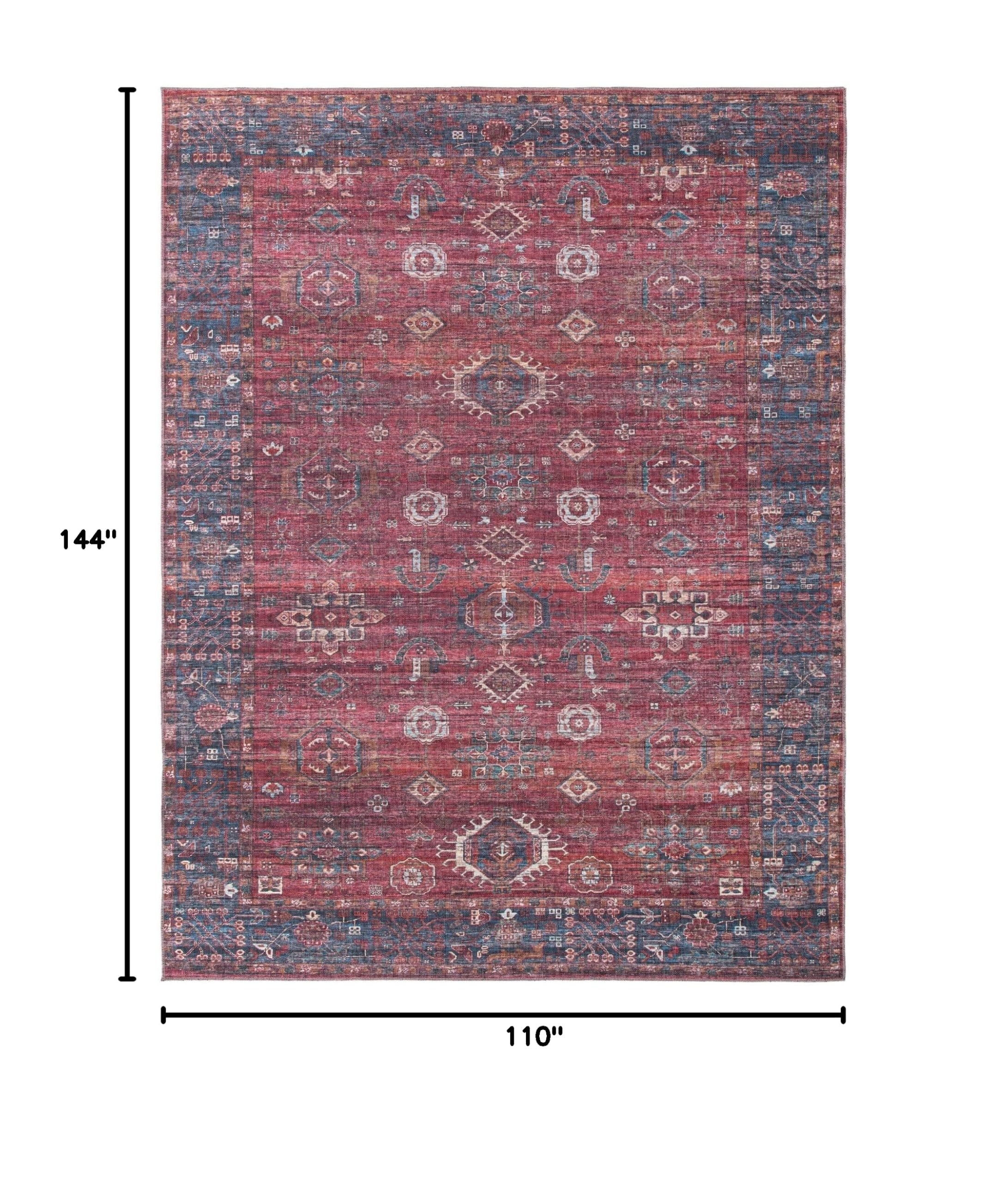 Washable 9' x 12' Rust Red Low-Pile Rug - Maahru Collection by Rugs.com | Durable & Easy-Clean Living Room Carpet for Large Spaces, Dining Areas & Open Floor Plans | Perfect for High-Traffic Areas, Pet-Friendly Homes & Modern Decor