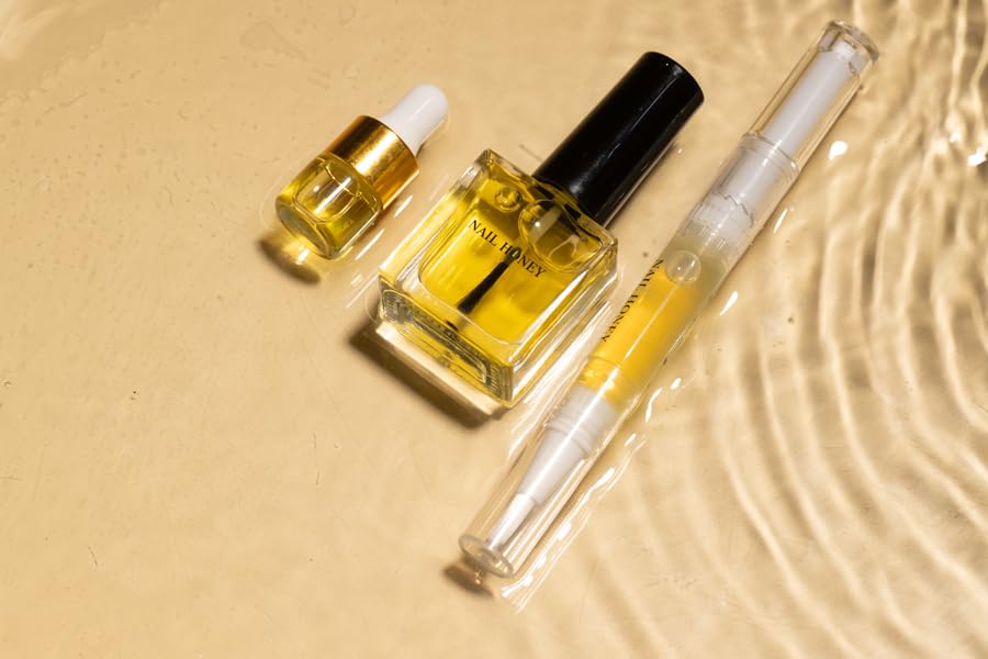 Organic Nail Strengthening Treatment for Growth & Moisture - Twinkled T Nail Honey Cuticle Oil Trio Set (Pen, Bottle & Dropper) | Natural Nail Care for Strong, Healthy Nails | Perfect for Salon, Home Manicures & DIY Nail Care