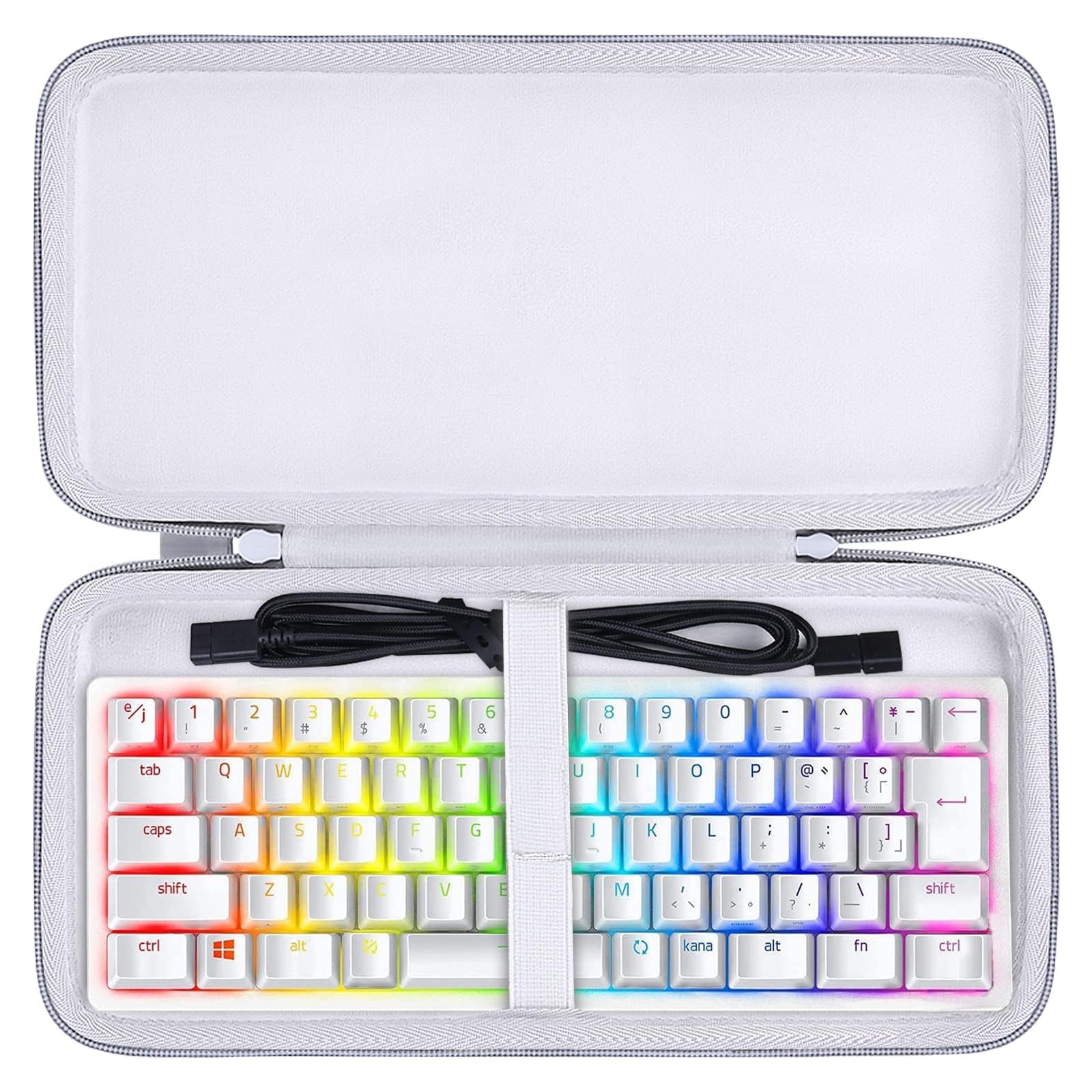 Razer Huntsman Mini 60% Hard Travel Case - Mercury White for Gaming Keyboards | Portable Protection
