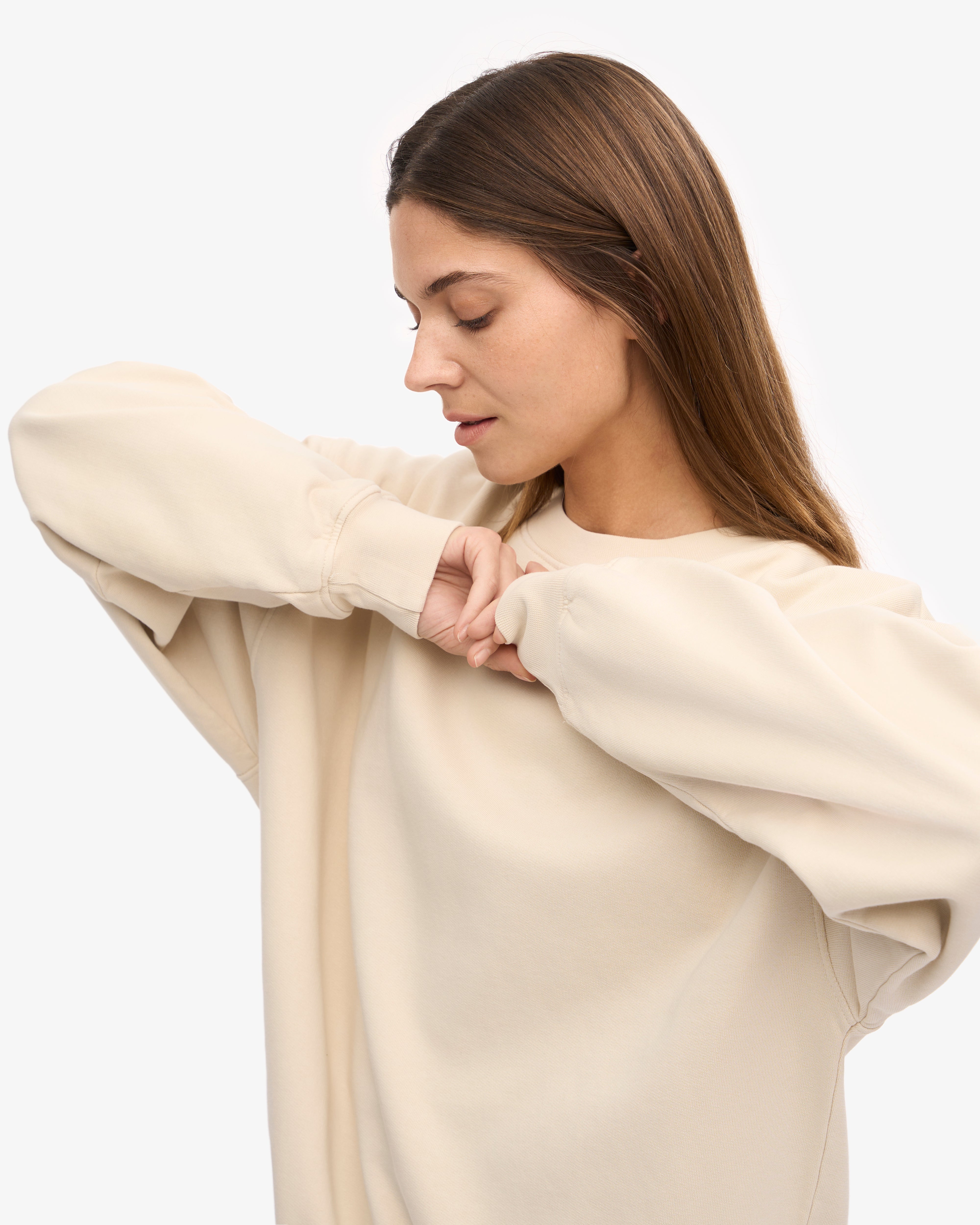 Organic Oversized Crewneck Sweatshirt for Women - Ivory White | Soft & Comfortable Loungewear for Casual Wear & Relaxing at Home