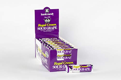 Regal Crown Sour Grape Candy Rolls 24 Count | Tart & Tangy Hard Candy | Old Fashioned Sour Grape Flavor | Perfect for Parties, Halloween Treats & Office Snacks