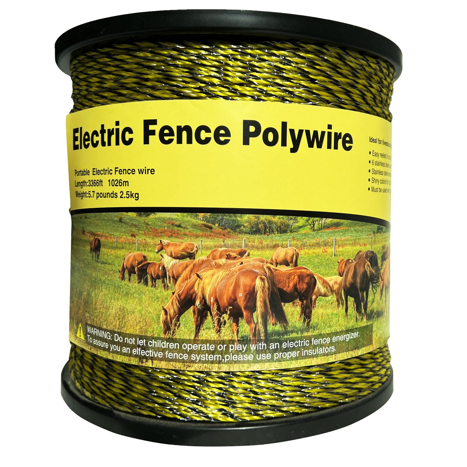 Upgraded Electric Fence Polywire - 3366 ft (1026 m) 1/8