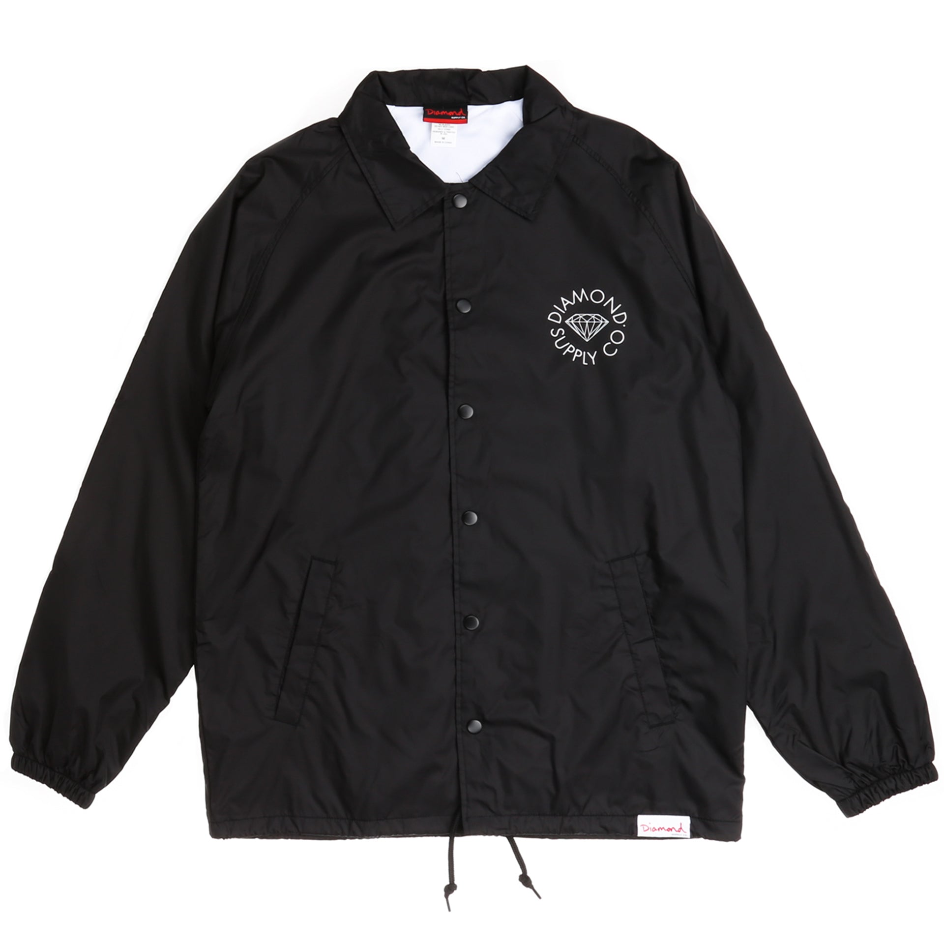 Premium Diamond Circle Logo Coaches Jacket - Black | Stylish Windbreaker for Outdoor Sports & Casual Wear