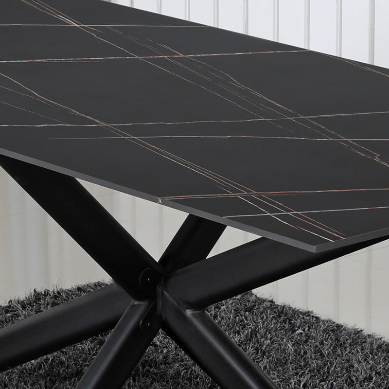 Premium Sintered Stone Dining Table 180cm - Modern Black Rectangular Kitchen Table for Dining Room, Restaurant & Outdoor Patio