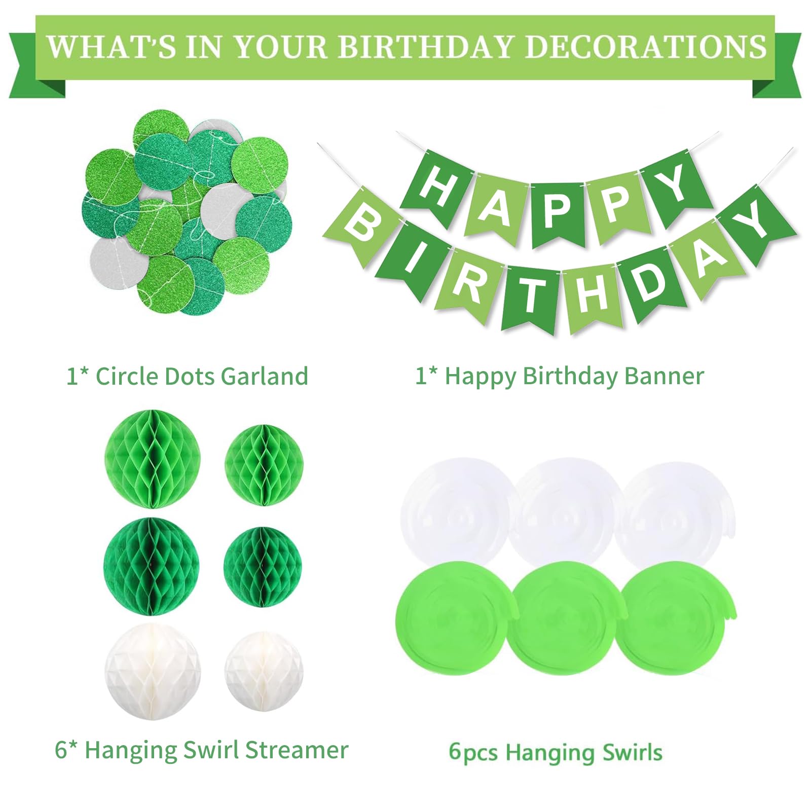 Green and White Happy Birthday Banner - Premium Birthday Decorations for Women, Men, Girls & Boys | Perfect for Parties, Home Decor & Celebration Backdrops