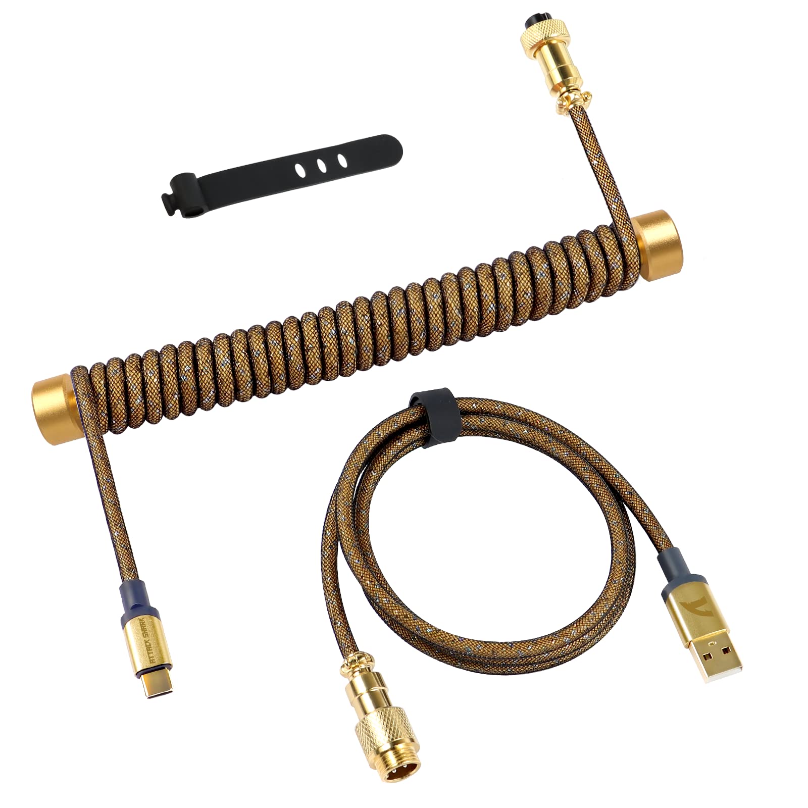 Attack Shark Coiled USB-C Keyboard Cable - Metal Winder Set for Gaming Keyboards | Perfect for Esports & Office Use