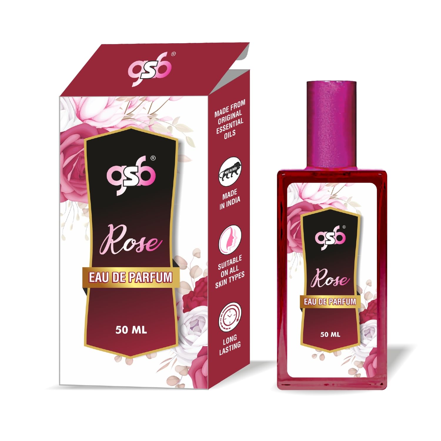 GSB Rose Eau De Parfum | Long Lasting Luxury Perfume Spray for Men & Women | 50ml Floral Fragrance | Perfect for Date Night, Office & Special Occasions