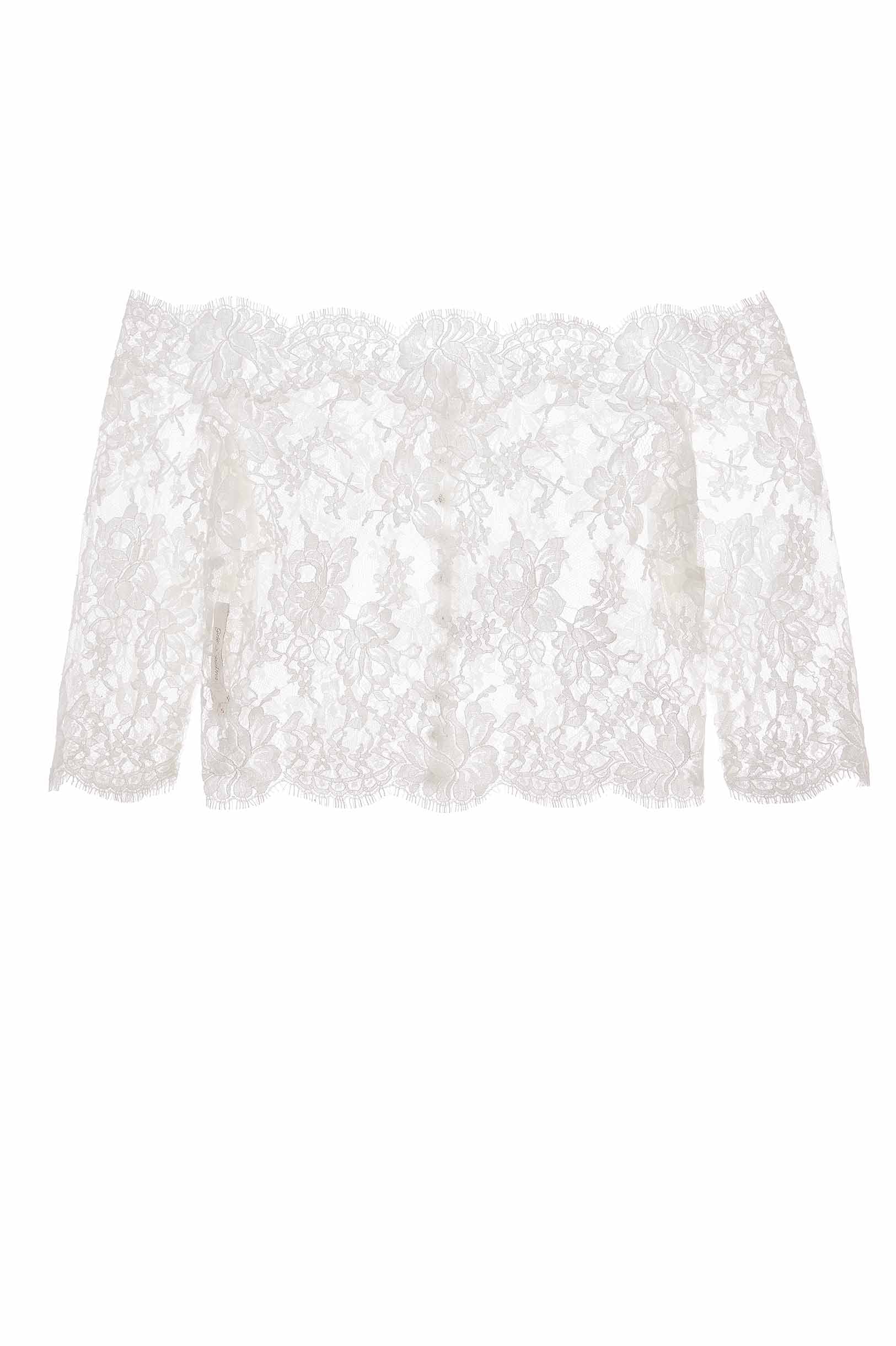 Ivory French Lace Off-the-Shoulder Topper by Dominique - Elegant Bridal Cover-Up for Weddings & Special Occasions