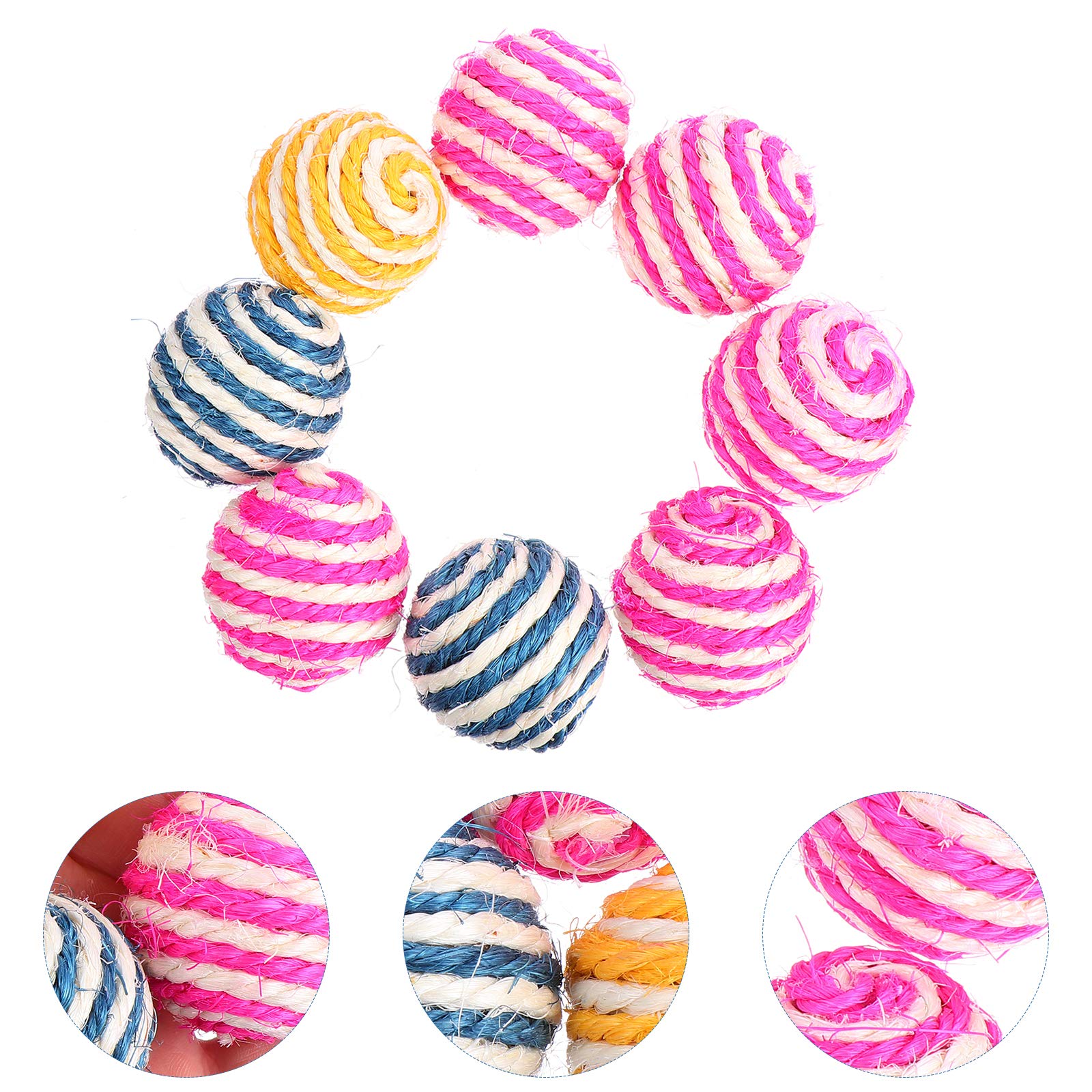 TEHAUX 8-Piece Cat Ball Kitten Teething Toys - Chew-Resistant Pet Bite Toys for Kittens & Puppies, Interactive Cat Teaser with Rope Balls for Dental Health - Perfect for Teething Relief, Playtime & Training