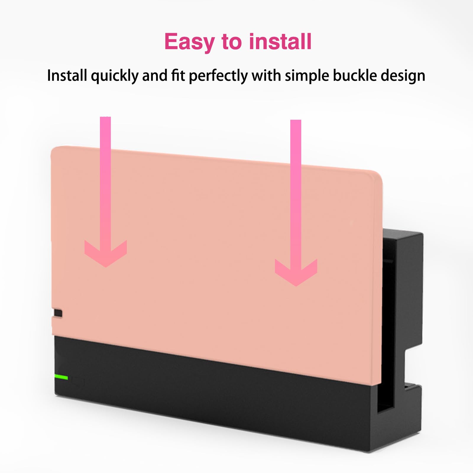 Custom Faceplate Cover for Nintendo Switch Charging Dock - Hard PC Slim Shell Anti-Scratch Protection [No Screwdriver Installation] - Pink Replacement Panel for NS Docking Station - Perfect for Gaming Setups & Travel Protection