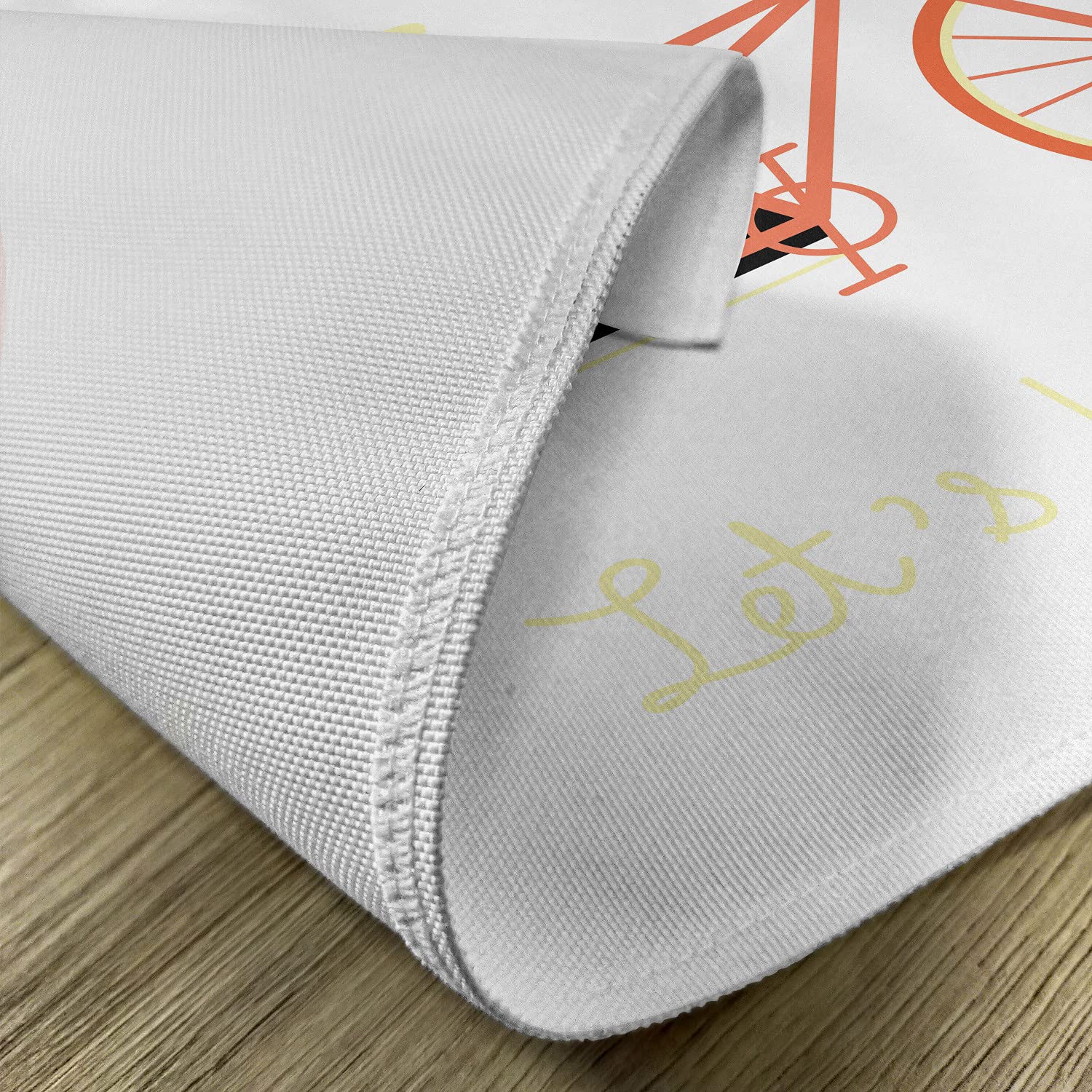 Ambesonne Bicycle Themed Place Mats Set of 4 - Hand Lettered Retro Cycling Design, Washable Fabric Table Mats for Dining Room & Kitchen Decor in Black Coral & Pale Yellow - Perfect for Cycling Enthusiasts, Summer BBQs, and Casual Dining