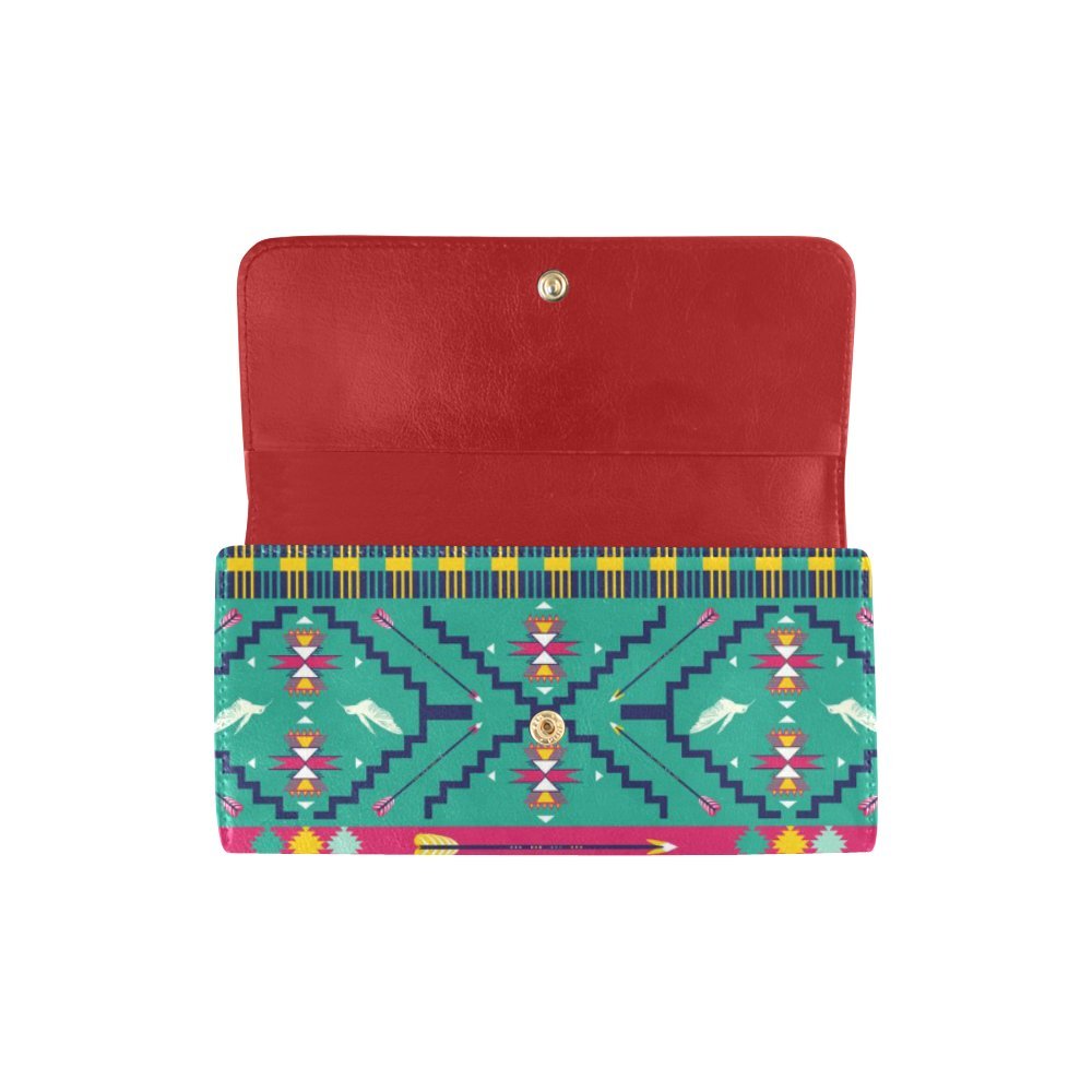 Aztec Tribal Pattern Women's Trifold Wallet - Colorful Rose Flowers Print Designer Wallet for Women | Perfect for Everyday Use, Travel & Gift Giving