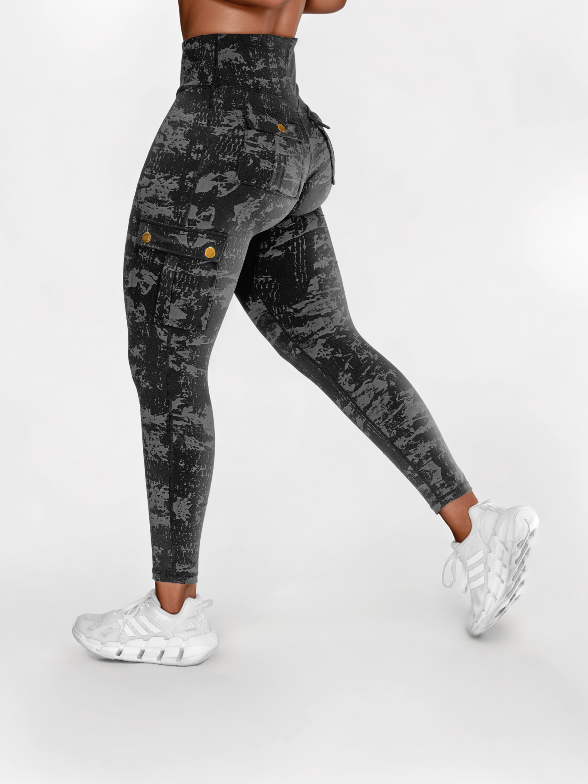 ZASUWA Women's Unique Print Pocket Cargo Leggings - Stylish & Functional Workout Pants for Yoga, Running & Outdoor Activities