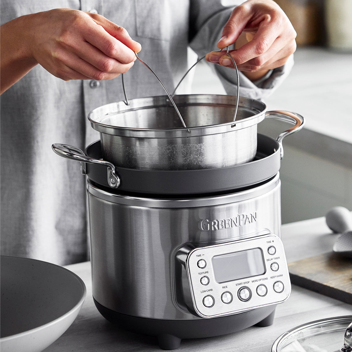 Premium 10-Cup Low Carb Rice Cooker - Stainless Steel Multi-Cooker for Healthy Grains & Rice | Perfect for Keto, Paleo & Diabetic Diets | Ideal for Home, Office & Meal Prep