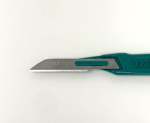 Disposable Scalpels Sterile Surgical Blade Size 14 - Stainless Steel with Plastic Handle & Metric Line - Individually Foil Wrapped (Case of 500) - Perfect for Medical Procedures, Veterinary Use & First Aid Kits