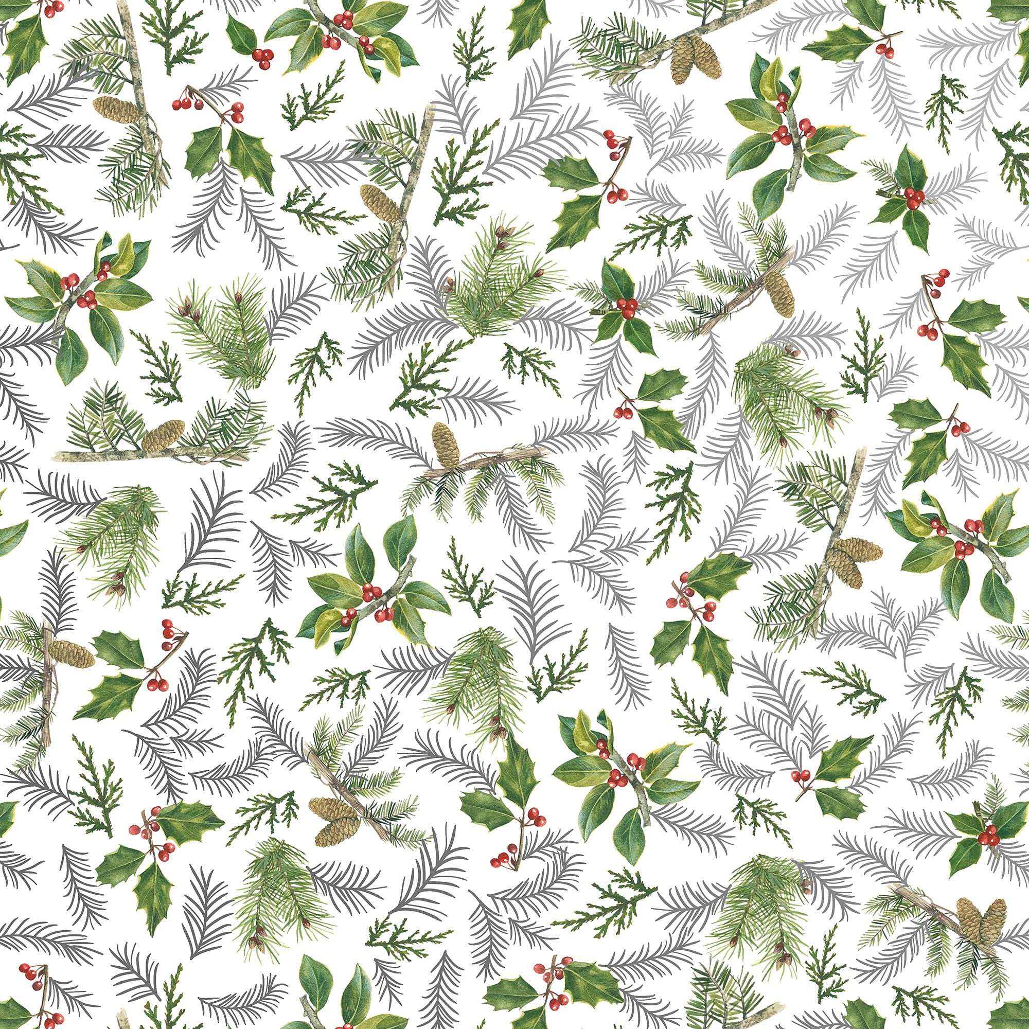 Jillson Roberts Bulk Wrapping Paper - Glistening Pine Holiday Gift Wrap, 417 Feet x 30 Inches (1/2 Ream) - Perfect for Christmas, Birthdays & Party Gift Wrapping
