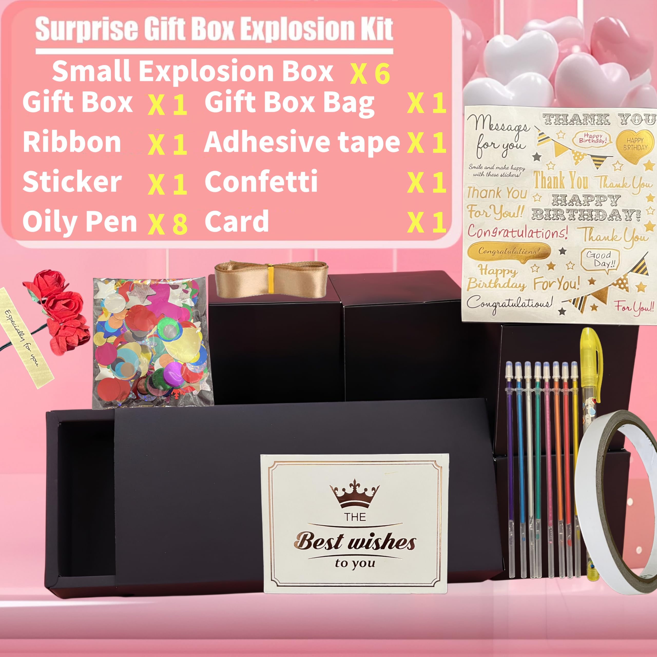 JINSTABAG Money Surprise Box - DIY Unique Folding Bouncing Gift Box with Confetti for Birthday, Anniversary, Valentine's Day | Exploding Gift Box for Parties, Proposals & Special Celebrations