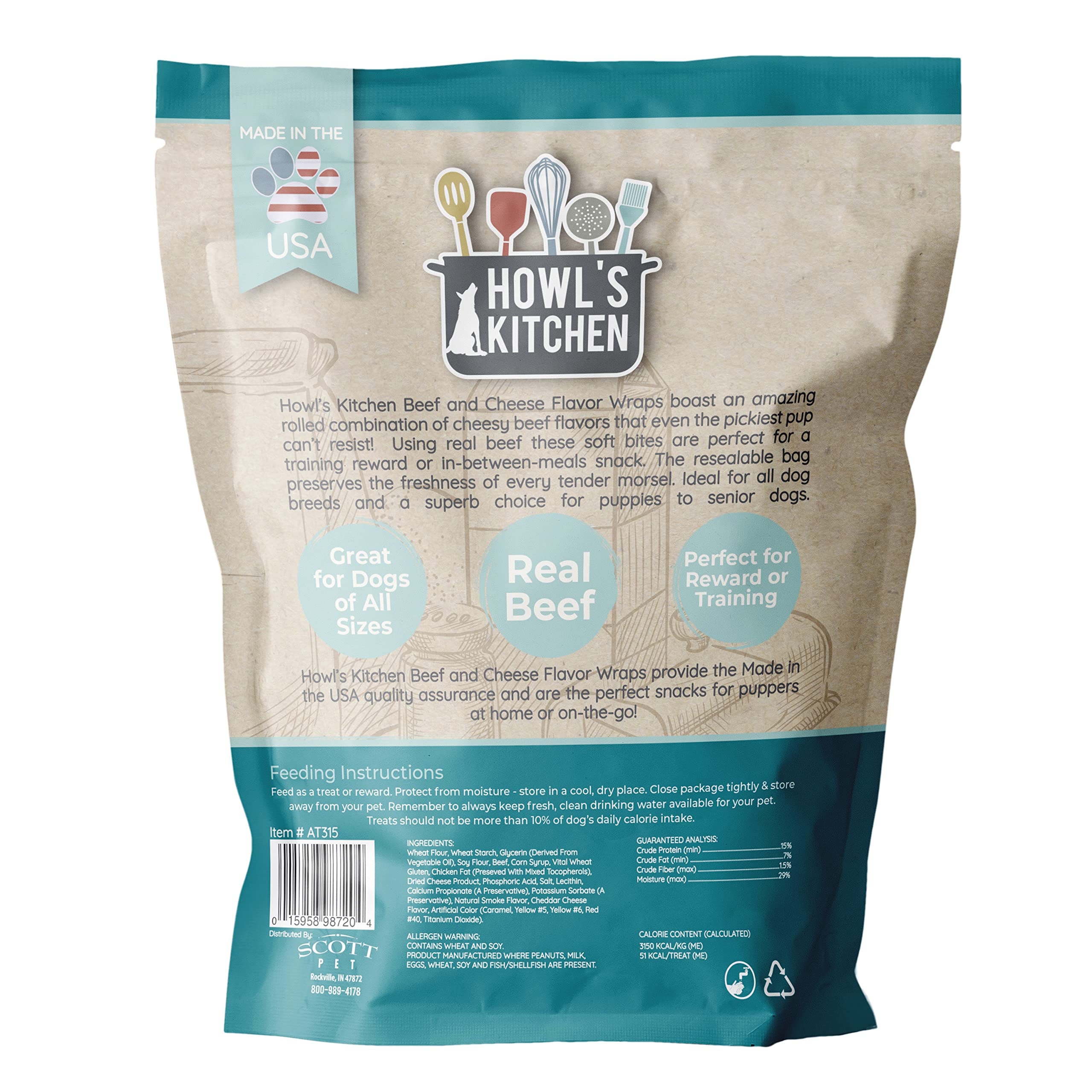 Howl's Kitchen Soft Dog Treats - Beef & Cheese Flavor | Healthy, Natural, Grain-Free Training Snacks for Small & Large Dogs | Perfect for Rewards, Training & Travel